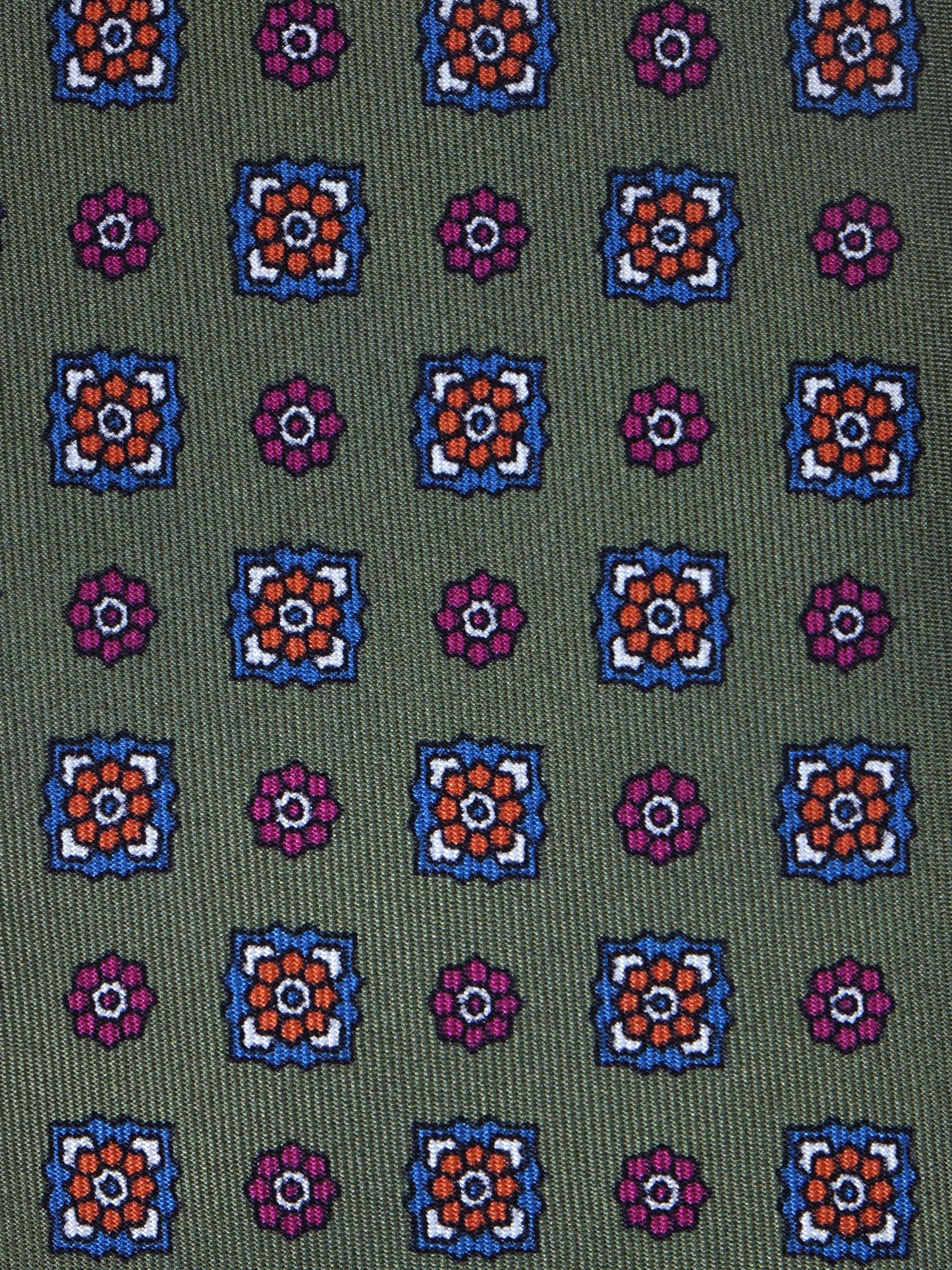 Green Tie 3 Folds GAIA in Printed Silk