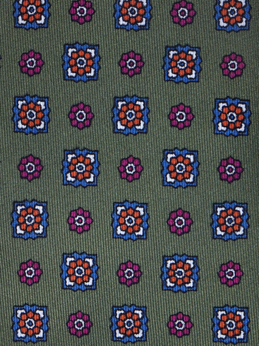 Green 3 Folds GAIA Printed Silk Tie