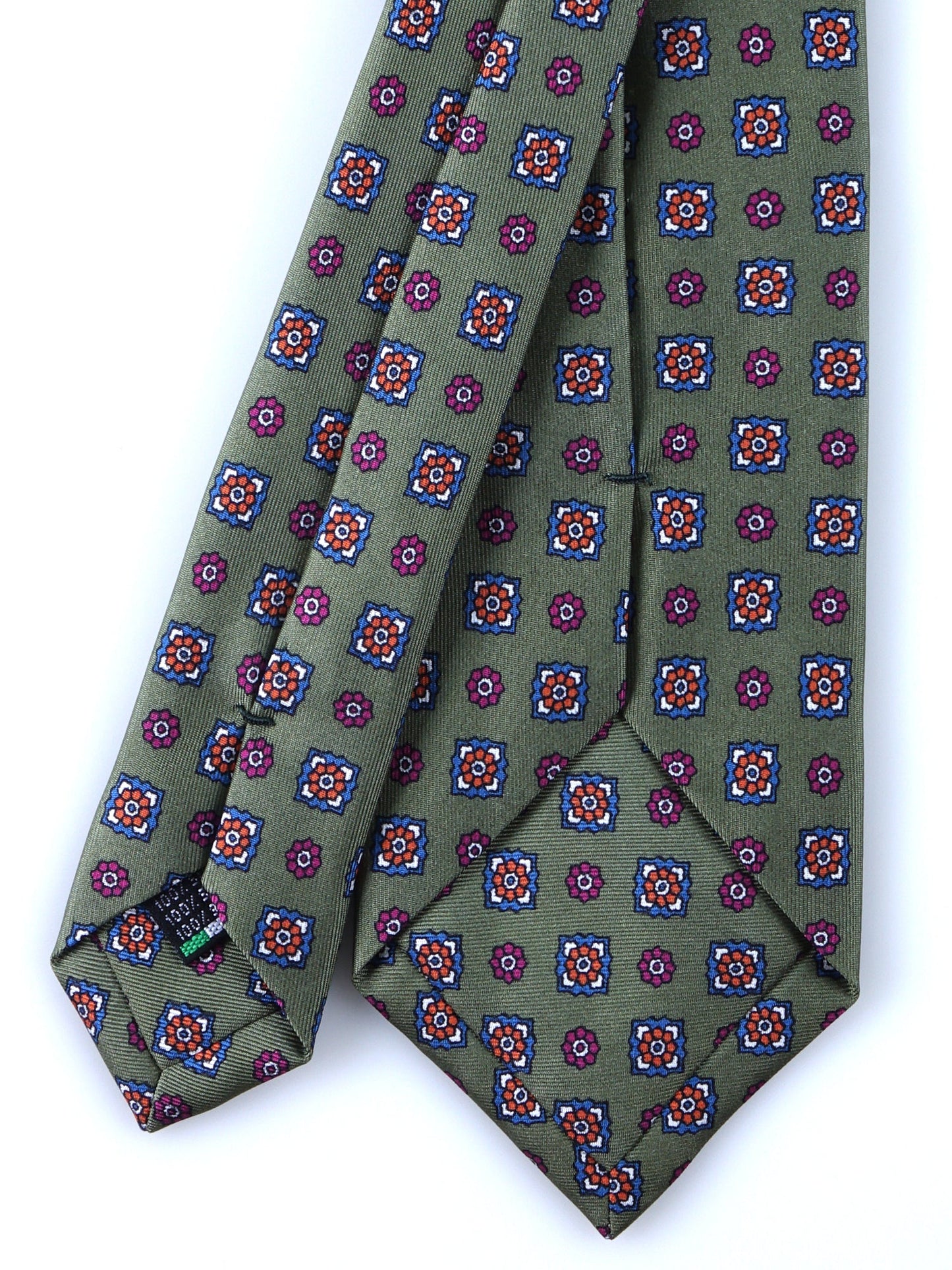 Green Tie 3 Folds GAIA in Printed Silk