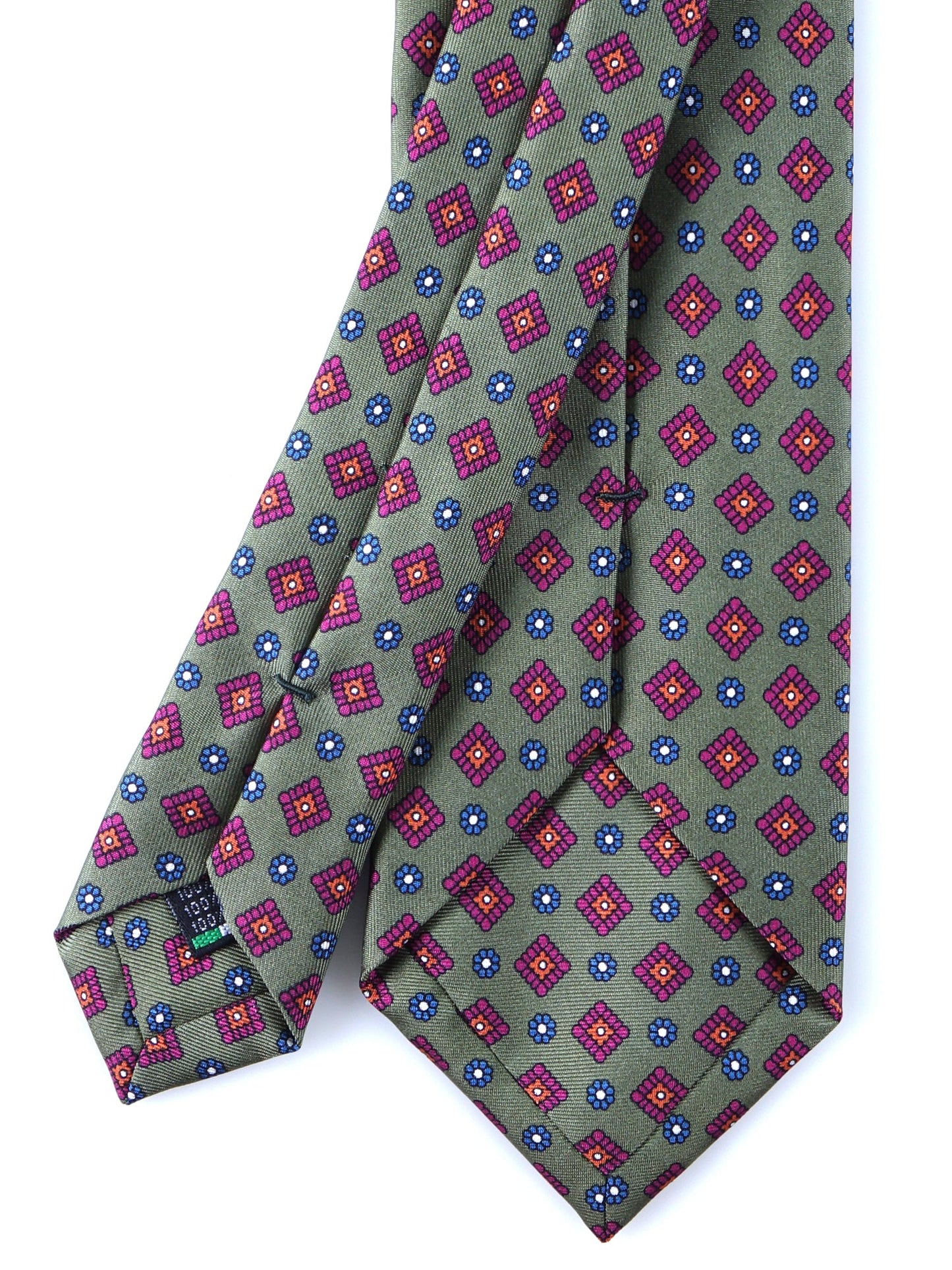 Green 3 Folds MARGY Silk Printed Tie