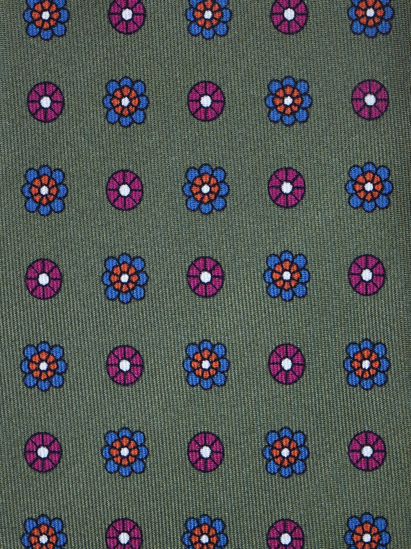 Green 3 Folds VALERY Printed Silk Tie