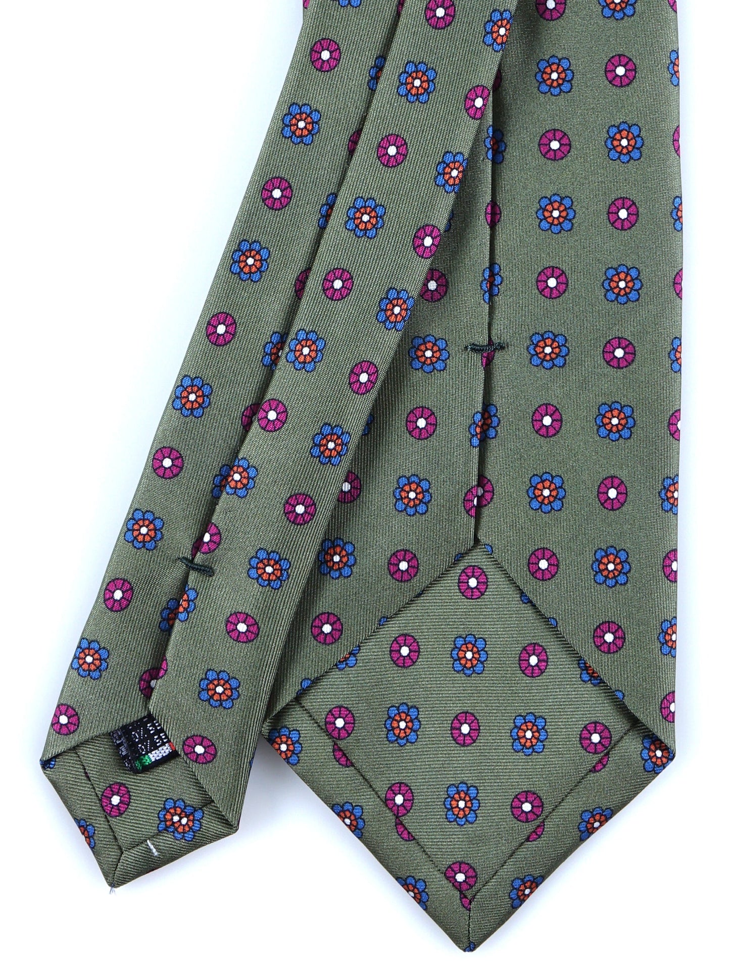 Green 3 Folds VALERY Printed Silk Tie