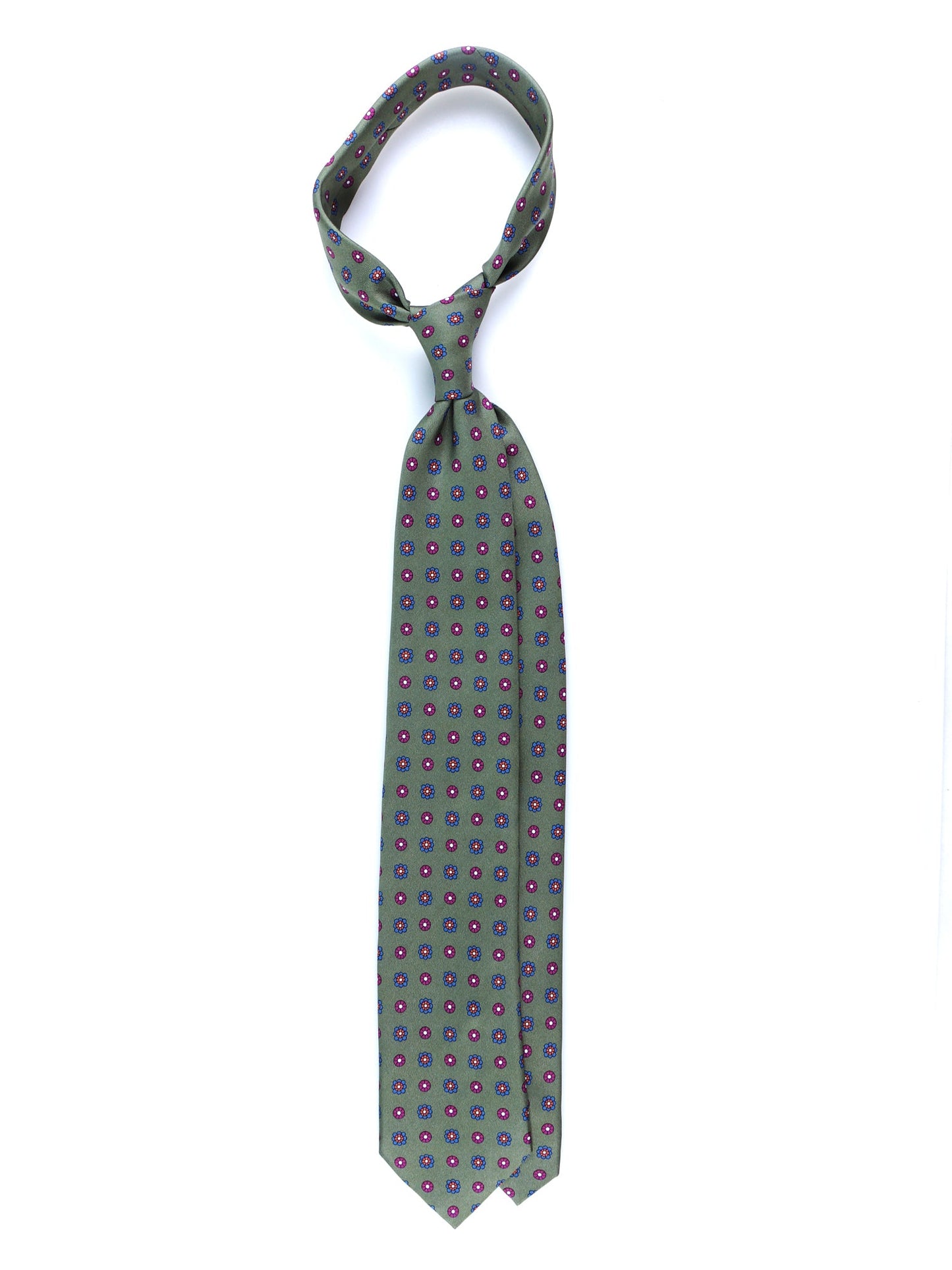 Green 3 Folds VALERY Printed Silk Tie