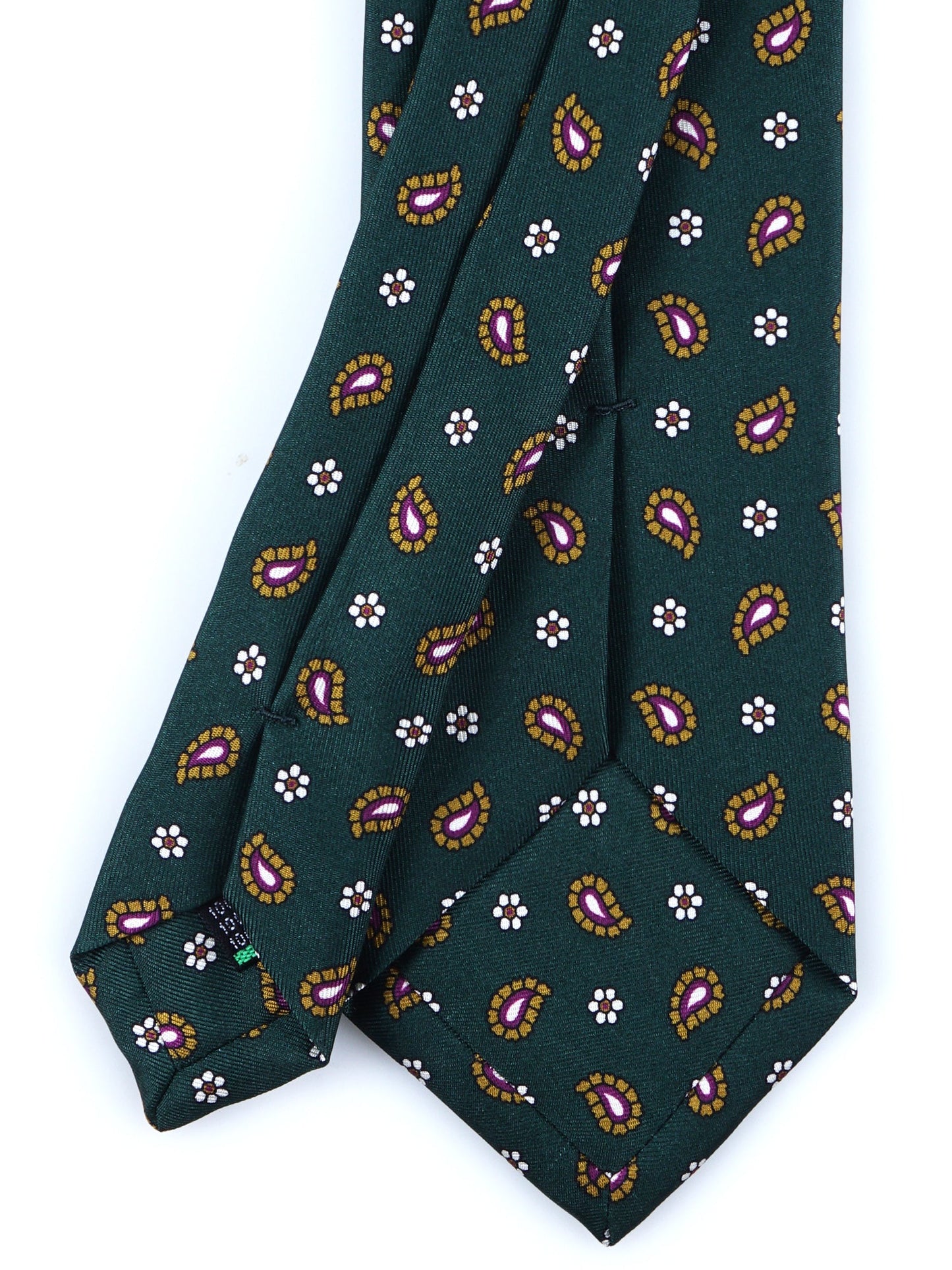 Green Tie 3 Folds ESTER in Printed Silk