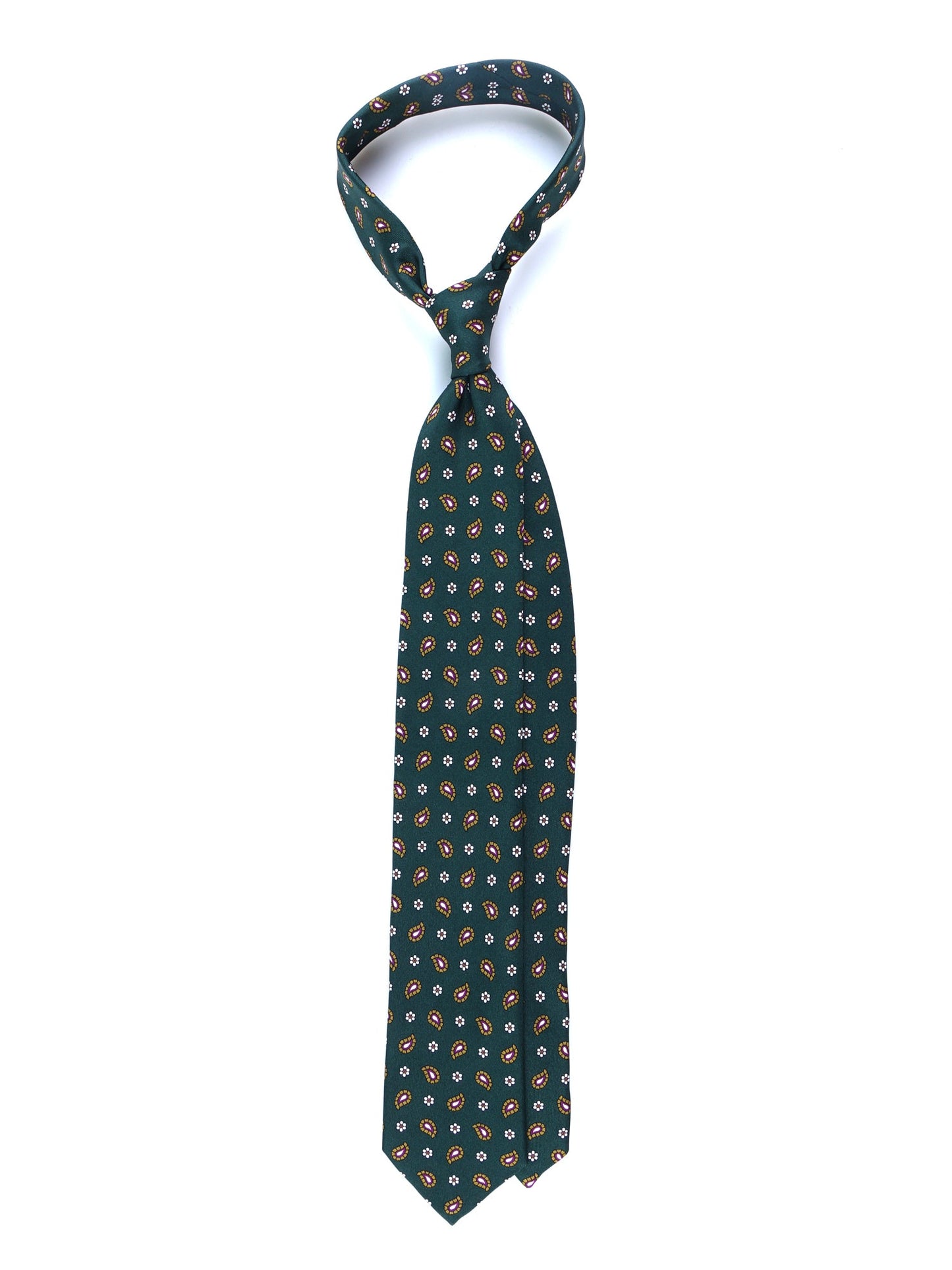 Green Tie 3 Folds ESTER in Printed Silk