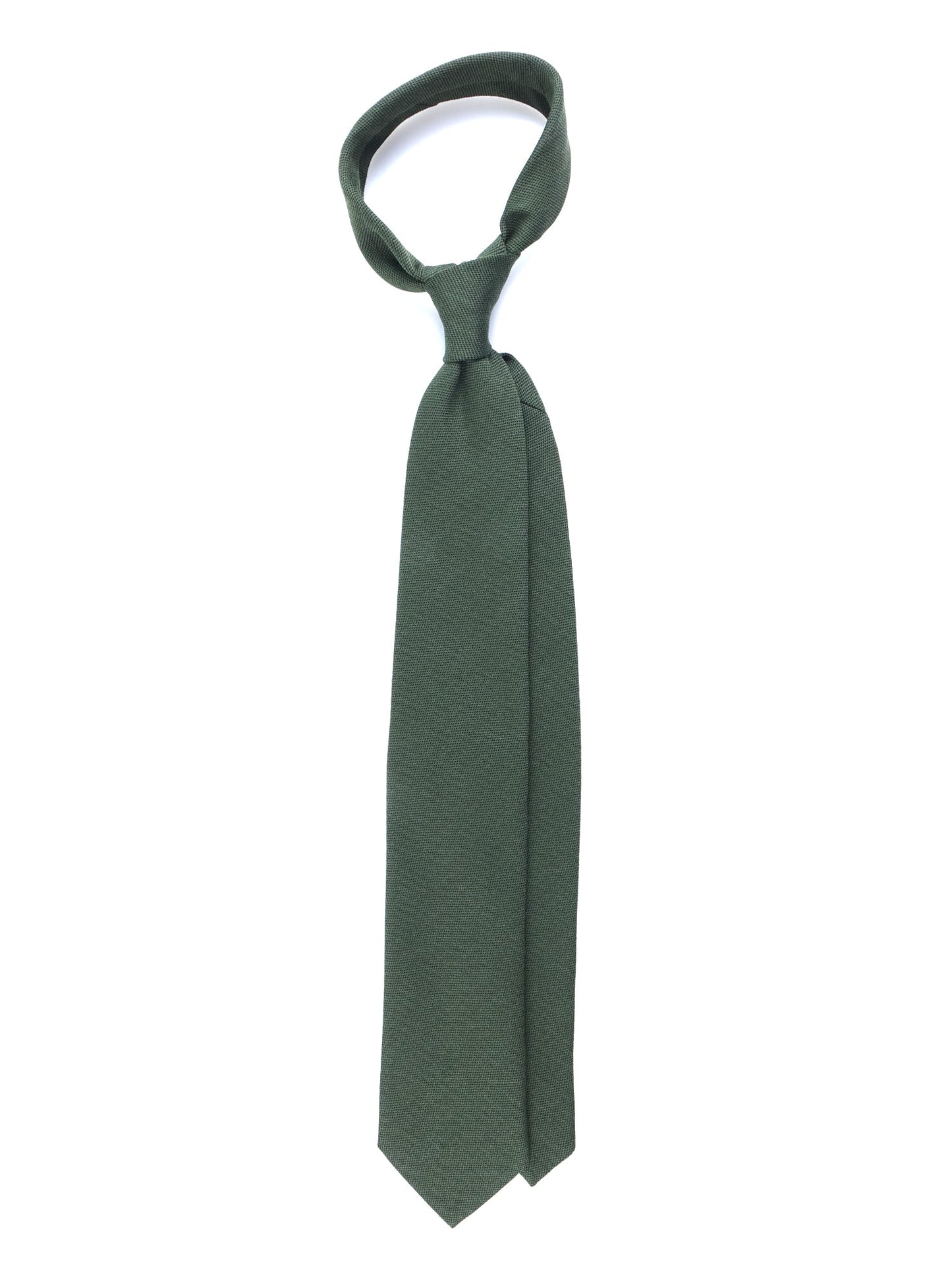 Green 3-Fold BIGOL Tie in Wool/Silk
