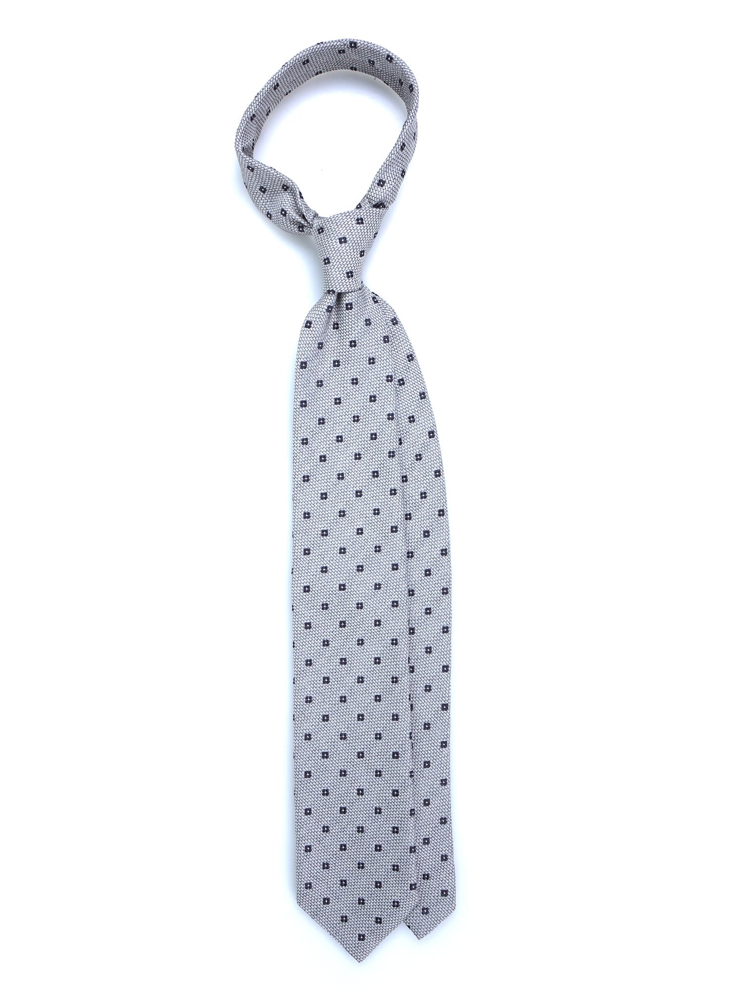 Tie with 3 folds in grey jacquard silk NEDIRA