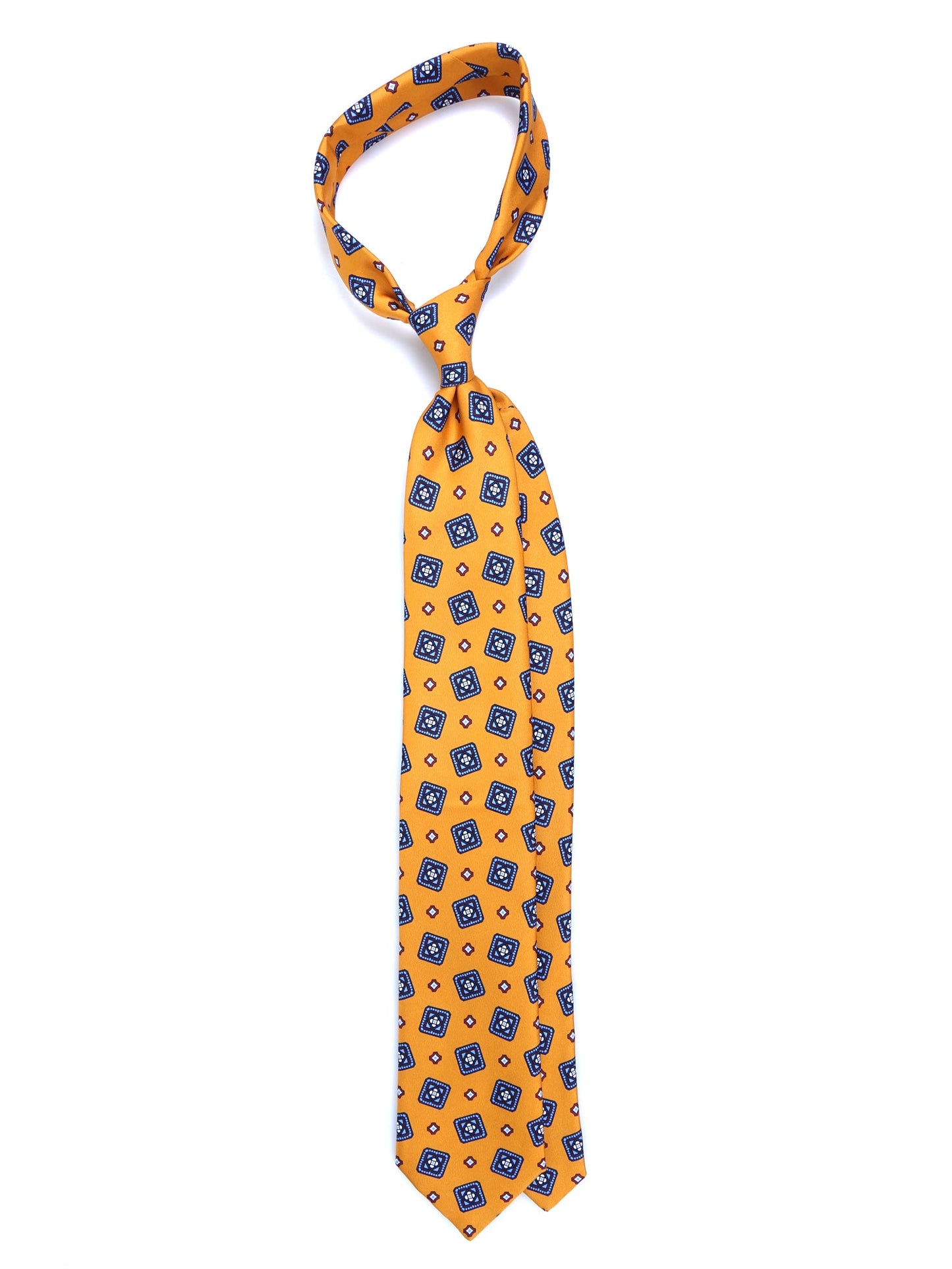 Light Orange 3 Fold Printed Silk Tie DANIELA