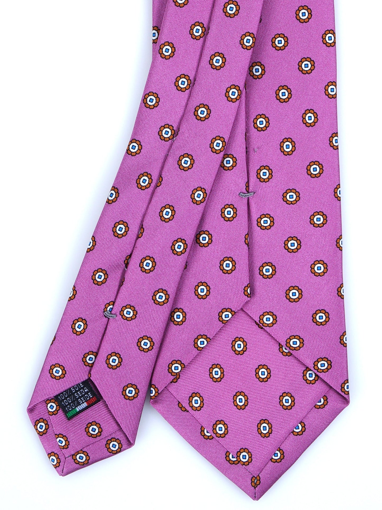 3 fold pink Printed silk tie VANNY