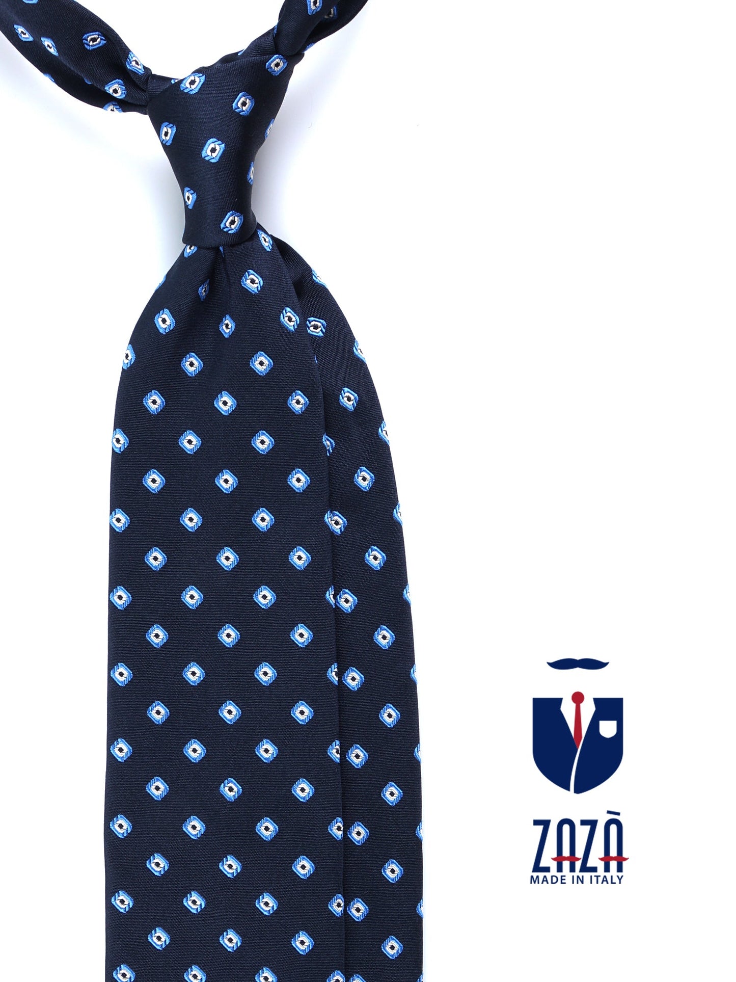 Dark Blue 3 Fold Silk/Cotton Tie GINGER