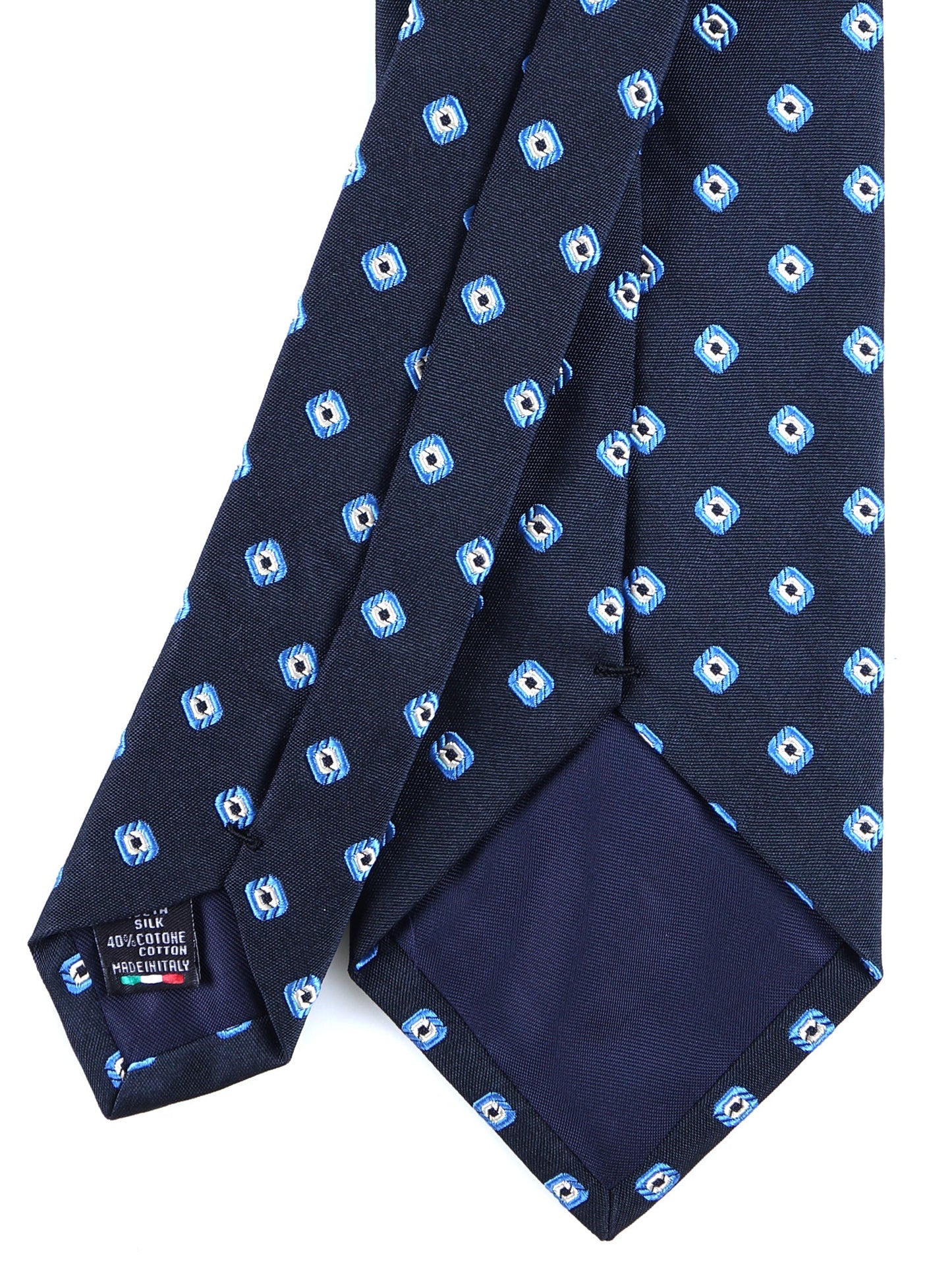 Dark Blue 3 Fold Silk/Cotton Tie GINGER