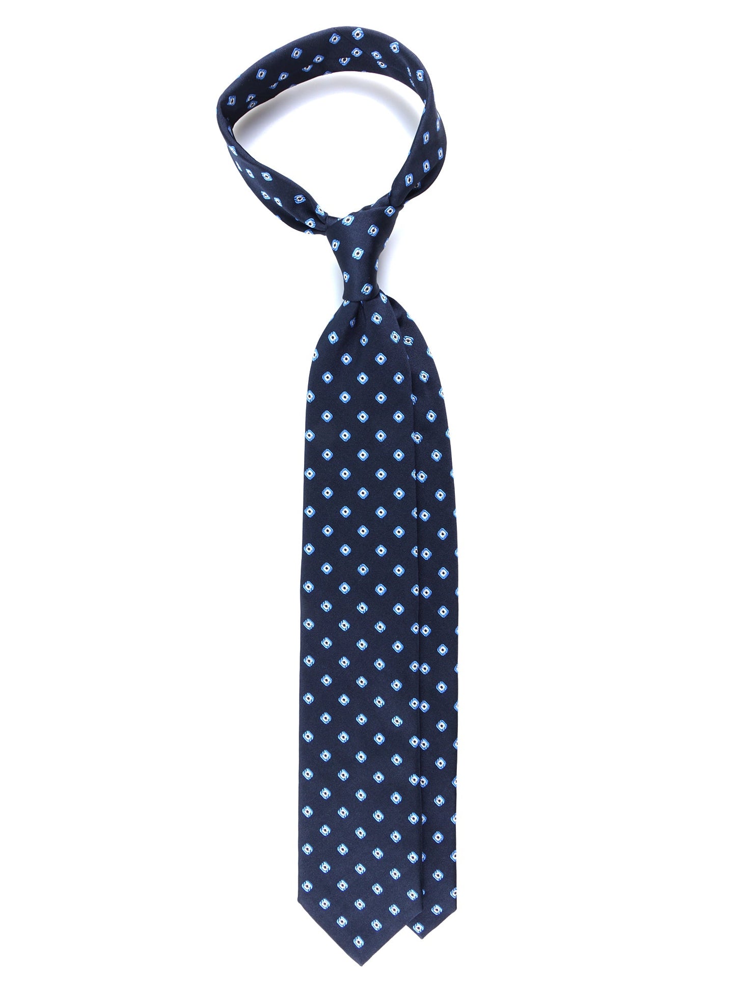 Dark Blue 3 Fold Silk/Cotton Tie GINGER