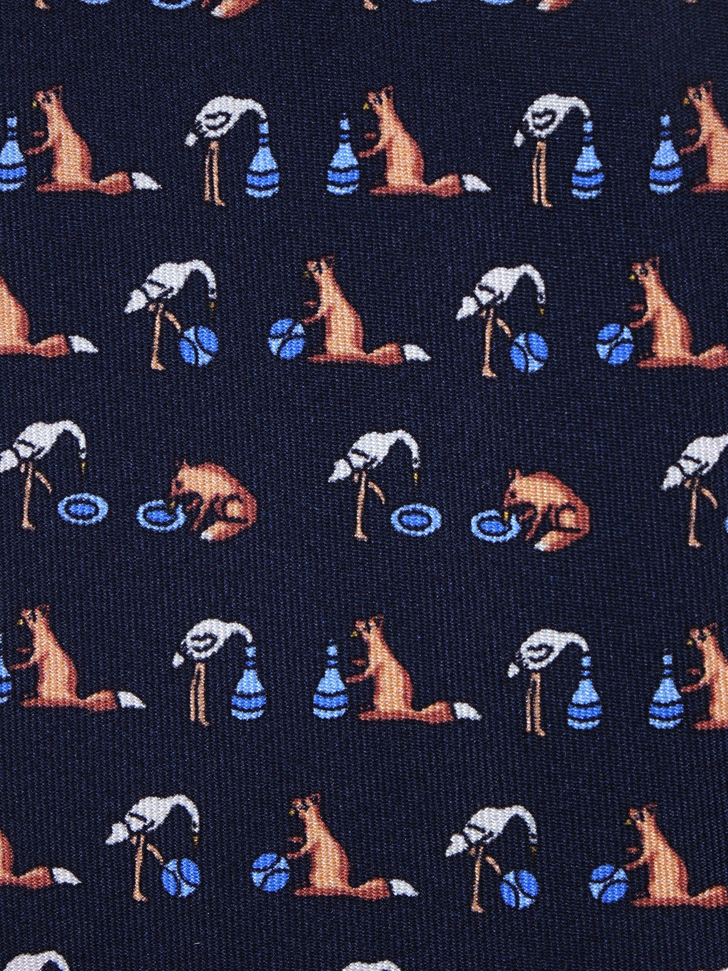 Blue Tie with 3 Folds FENICOTTERO in Printed Silk