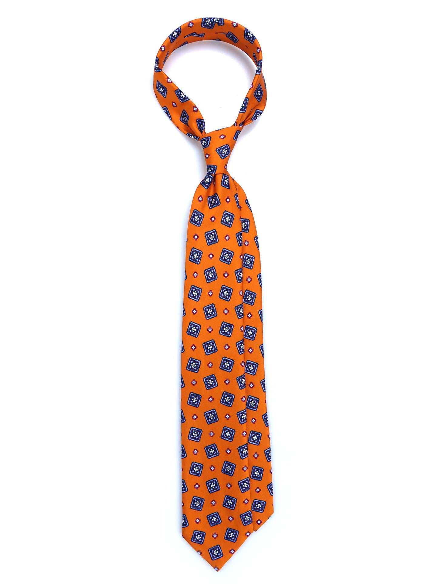 Orange 3 Fold Printed Silk Tie DANIELA