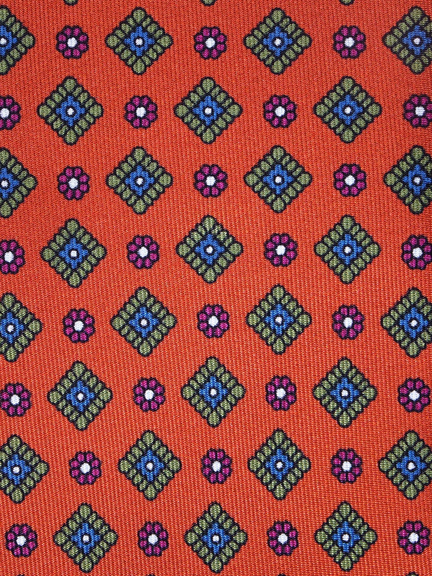 Orange 3 Fold MARGY Printed Silk Tie