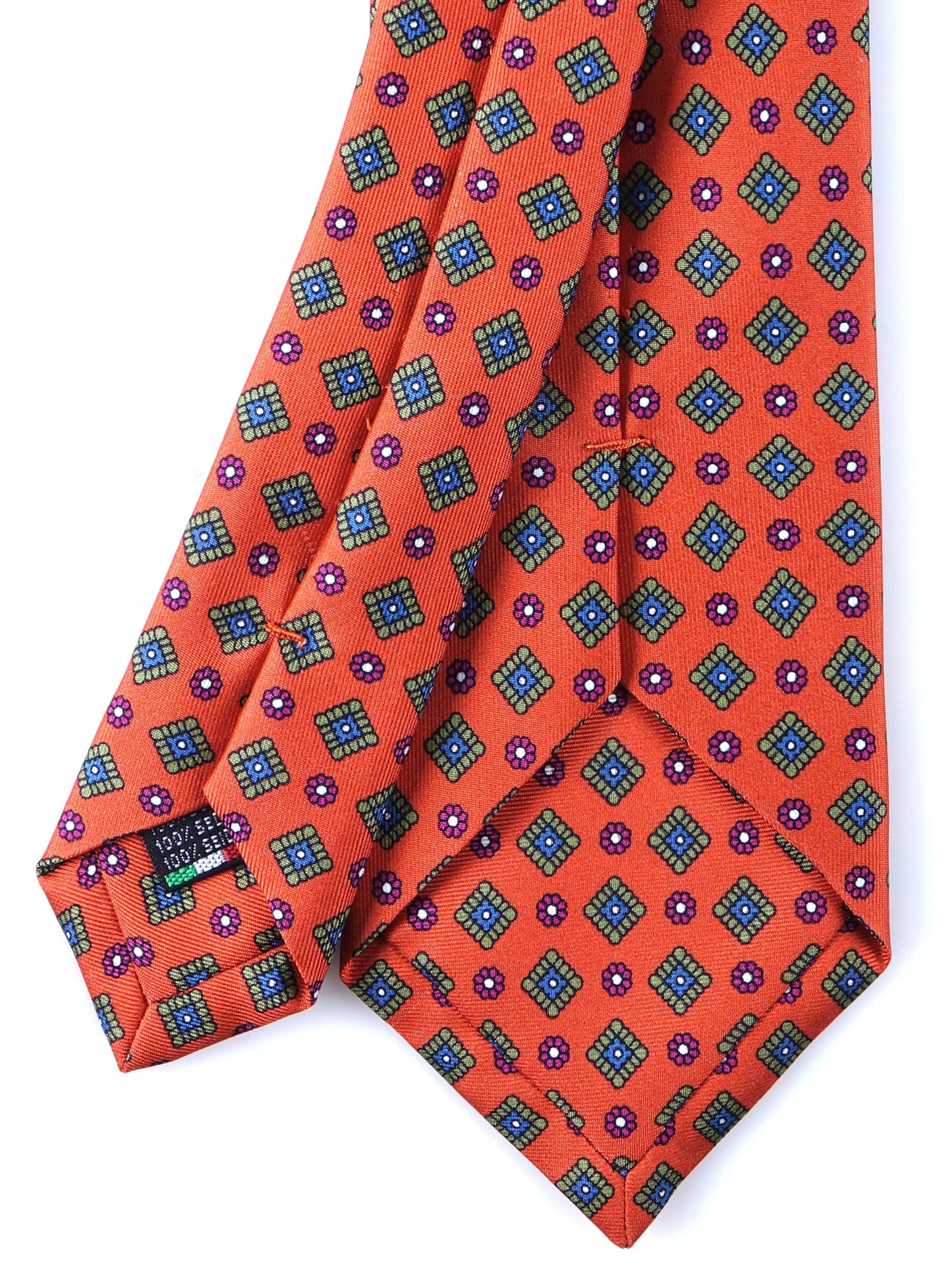 Orange 3 Fold MARGY Printed Silk Tie