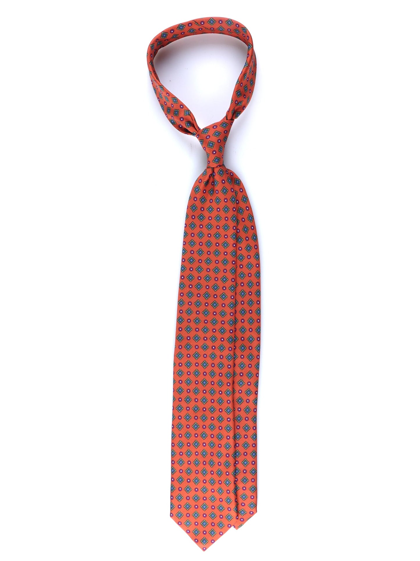 Orange 3 Fold MARGY Printed Silk Tie