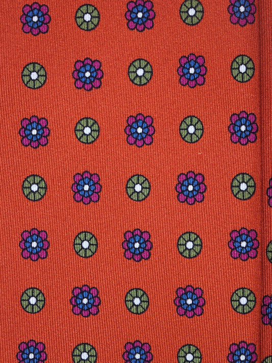 Orange 3 Folds VALERY Printed Silk Tie