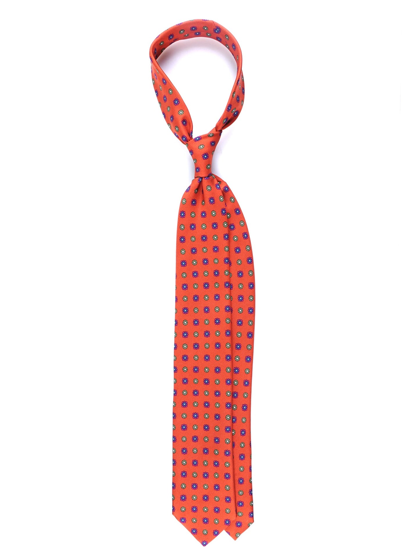 Orange 3 Folds VALERY Printed Silk Tie