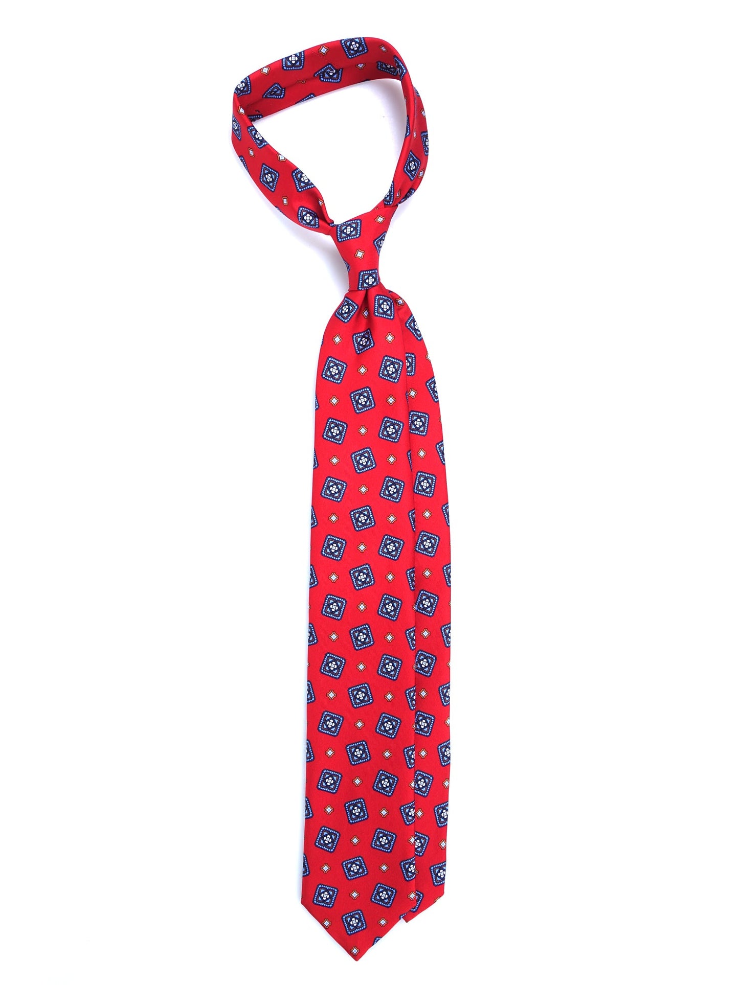 Red 3 Fold Printed Silk Tie DANIELA