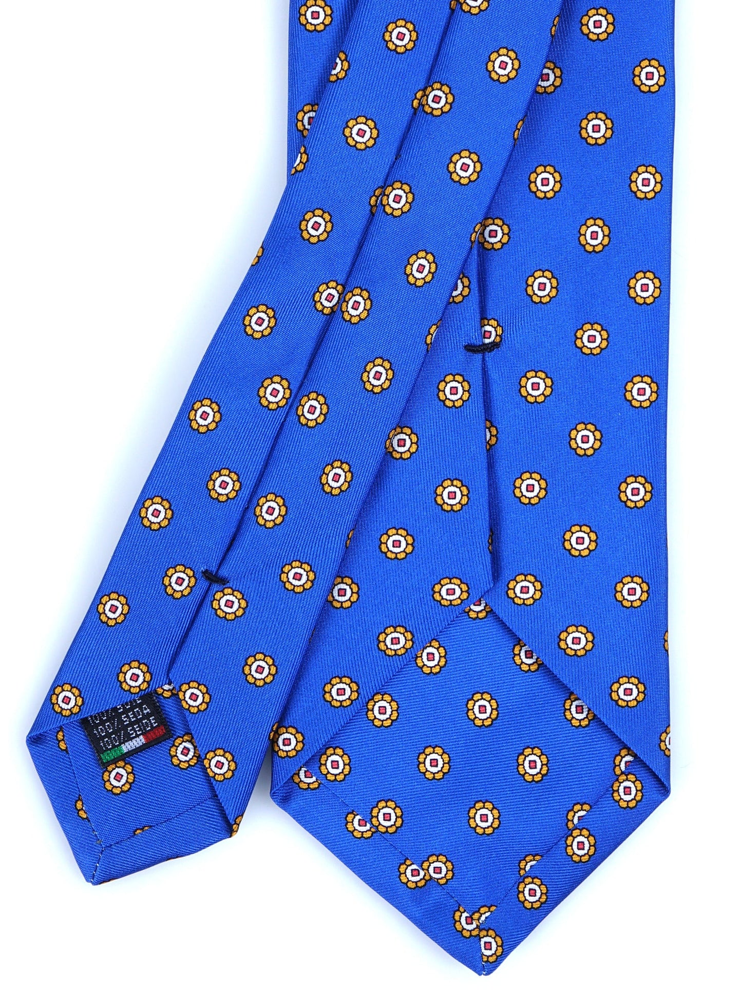 3 Fold Electric blue Printed Silk Tie VANNY