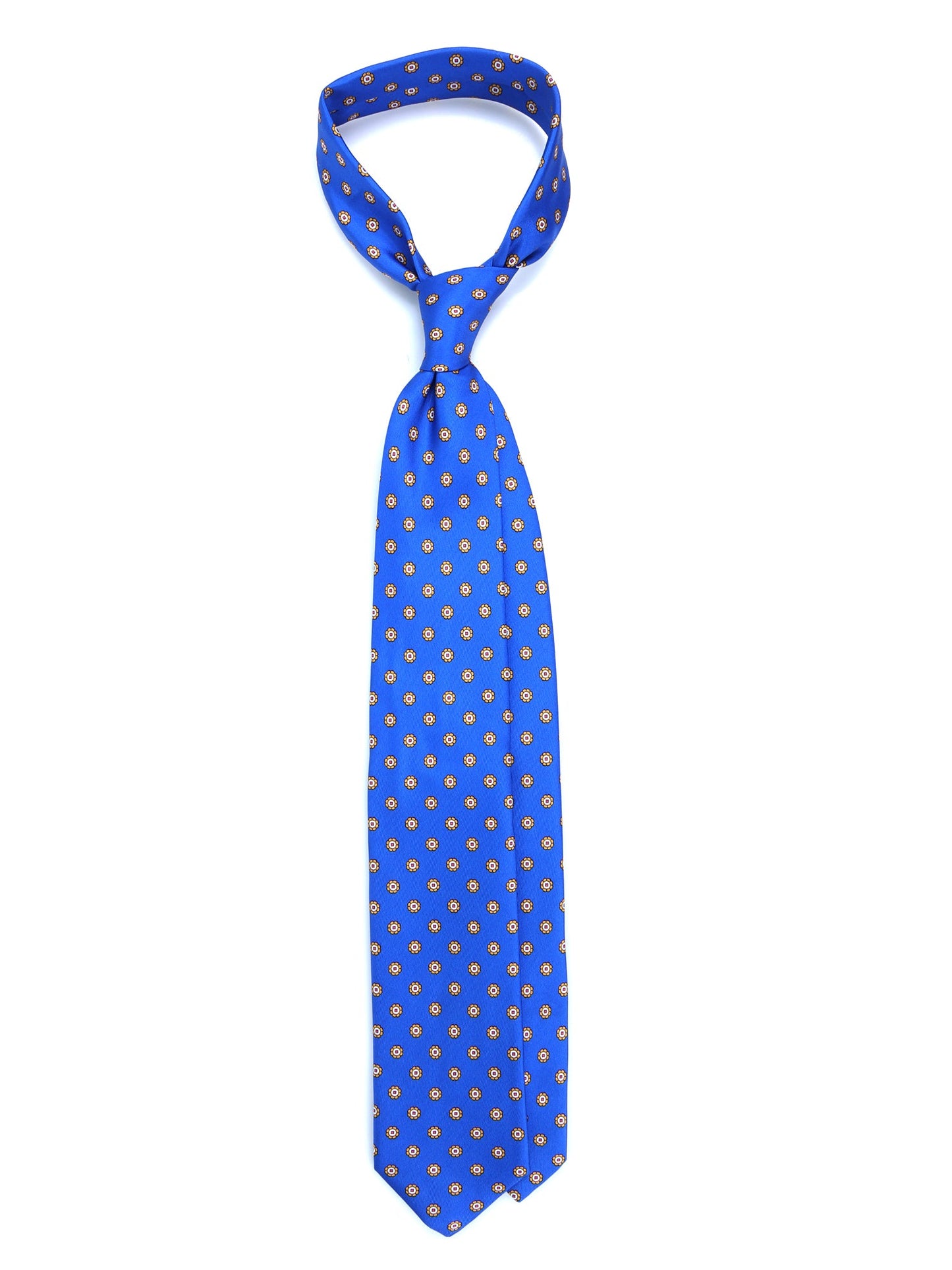 3 Fold Electric blue Printed Silk Tie VANNY