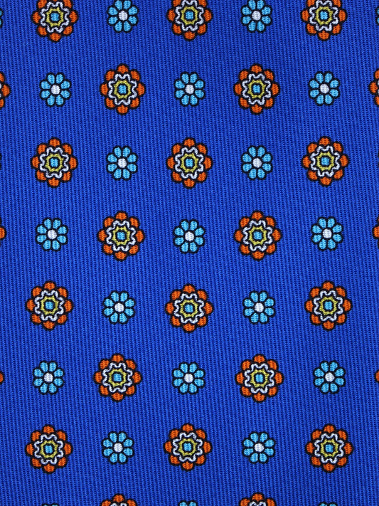3-fold electric blue printed silk tie SAMANTHA