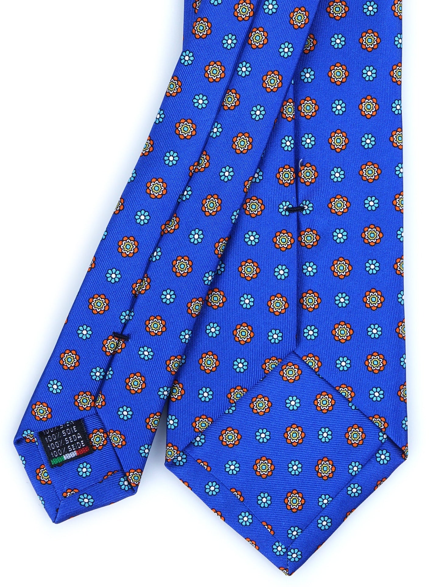 3-fold electric blue printed silk tie SAMANTHA