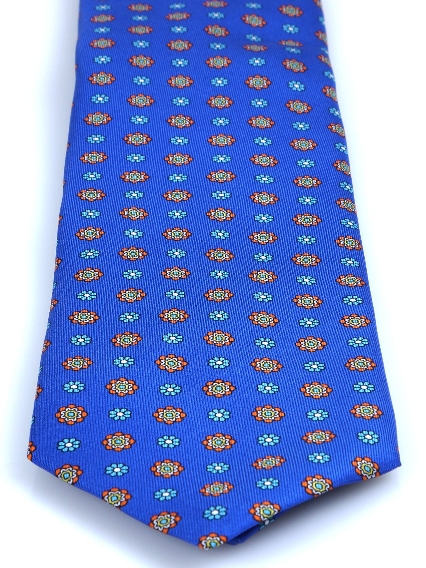 3-fold electric blue printed silk tie SAMANTHA