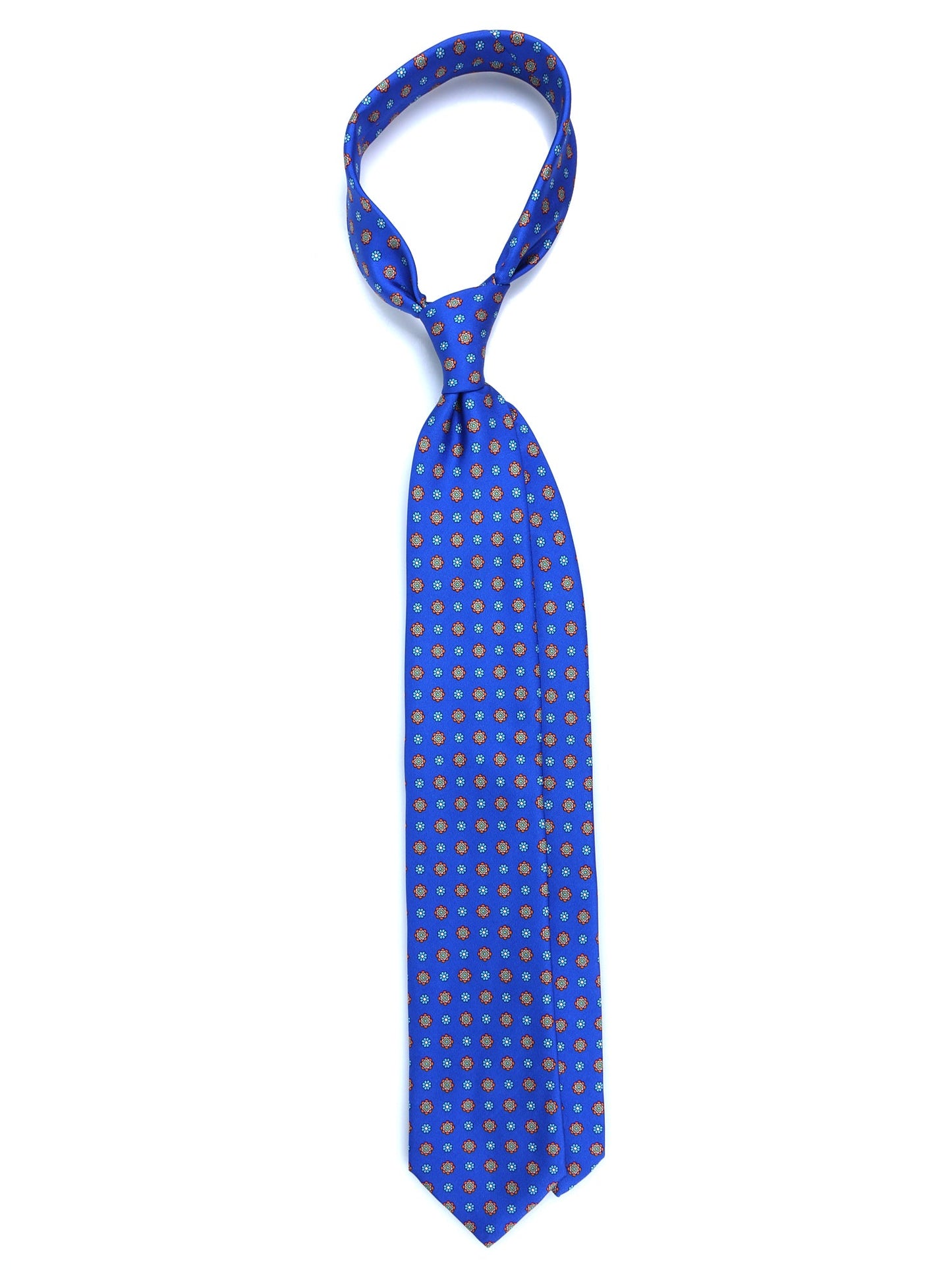 3-fold electric blue printed silk tie SAMANTHA