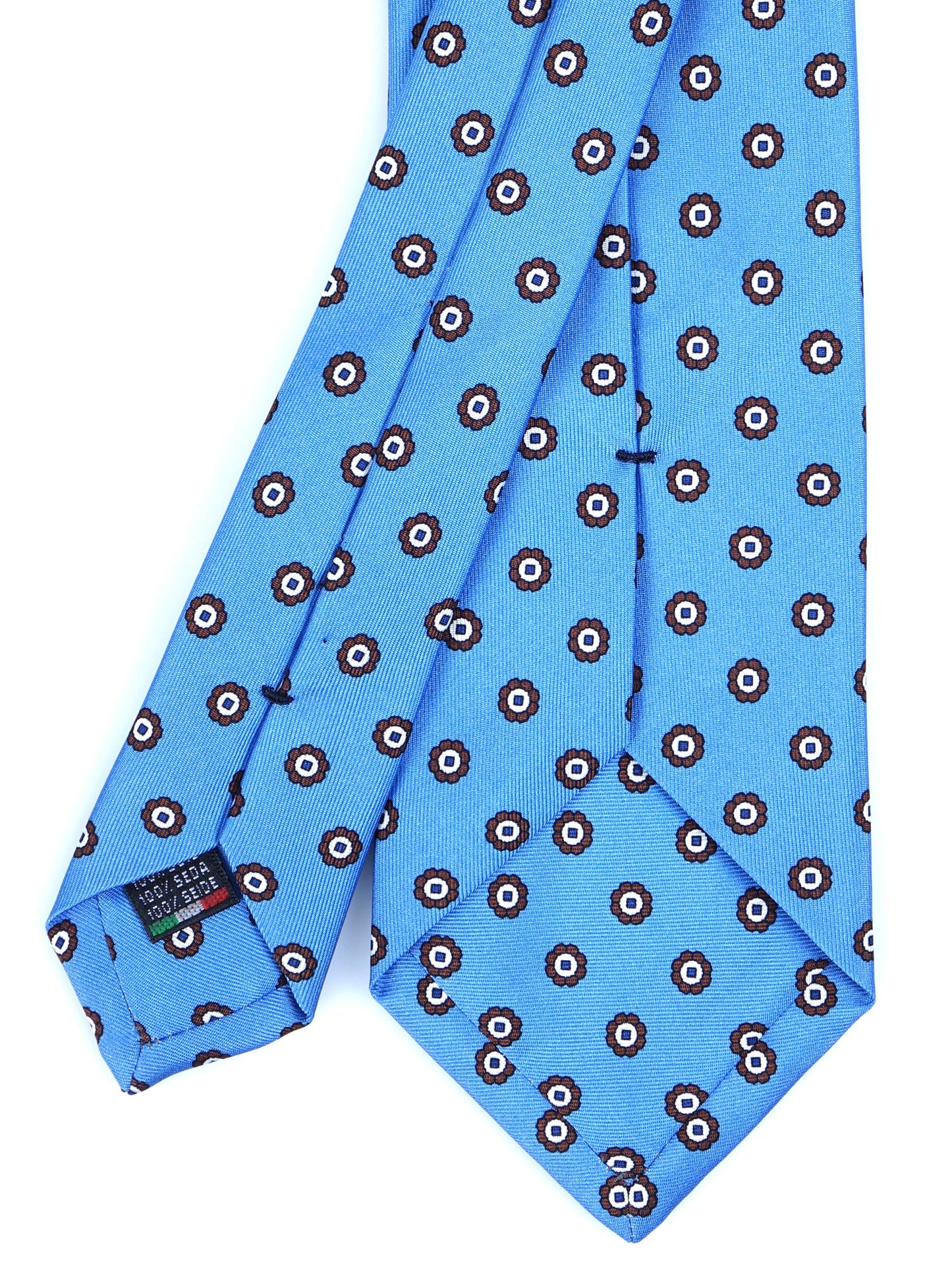 3 fold light blue Printed silk tie VANNY