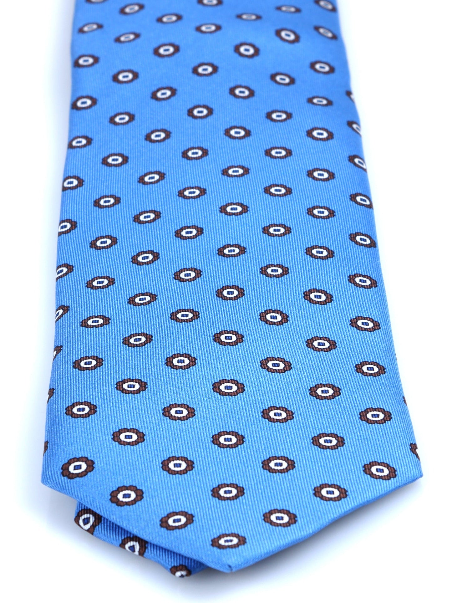 3 fold light blue Printed silk tie VANNY