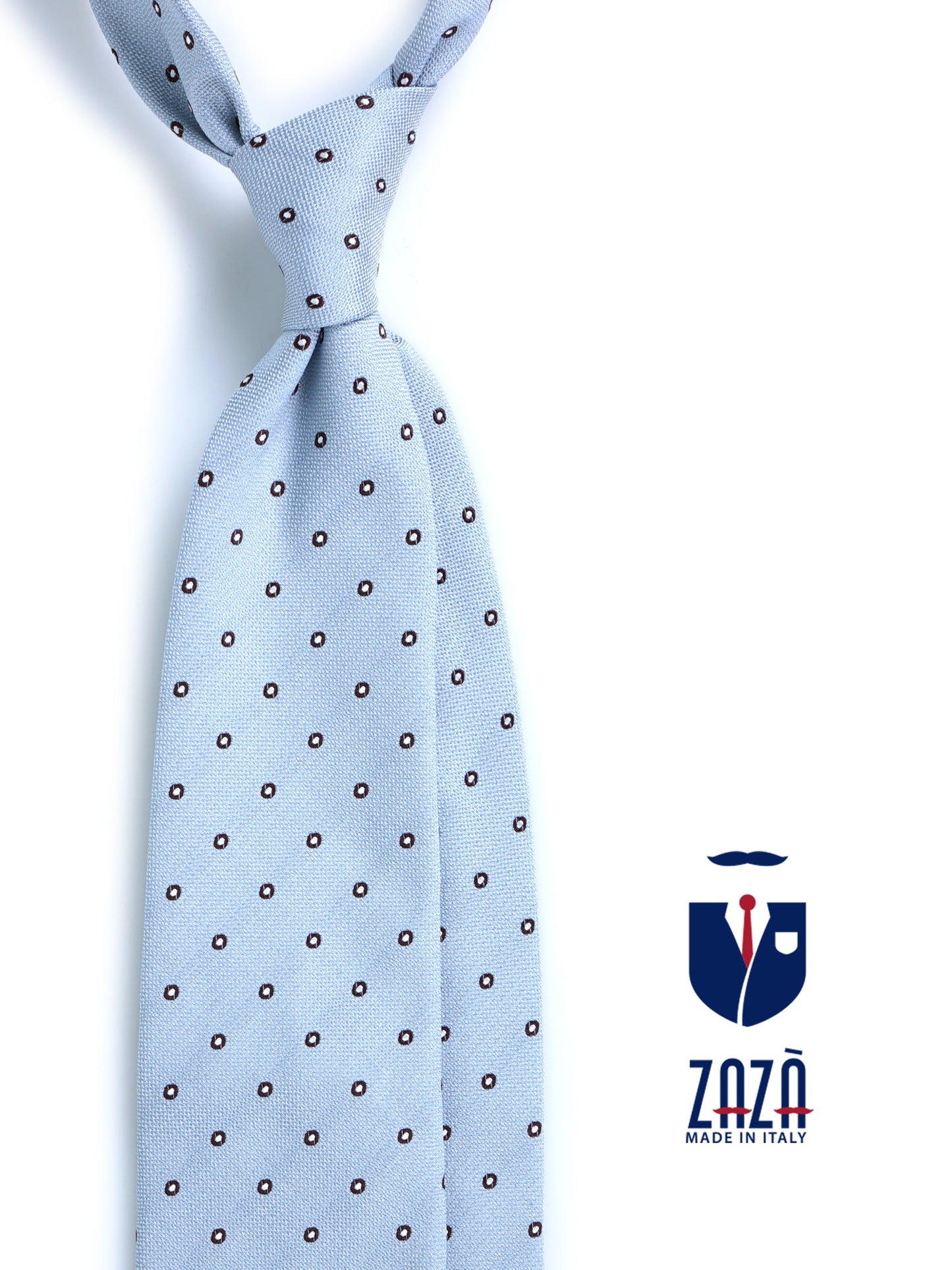 3 Fold Light Blue Silk Jacquard Tie BRIGITTE