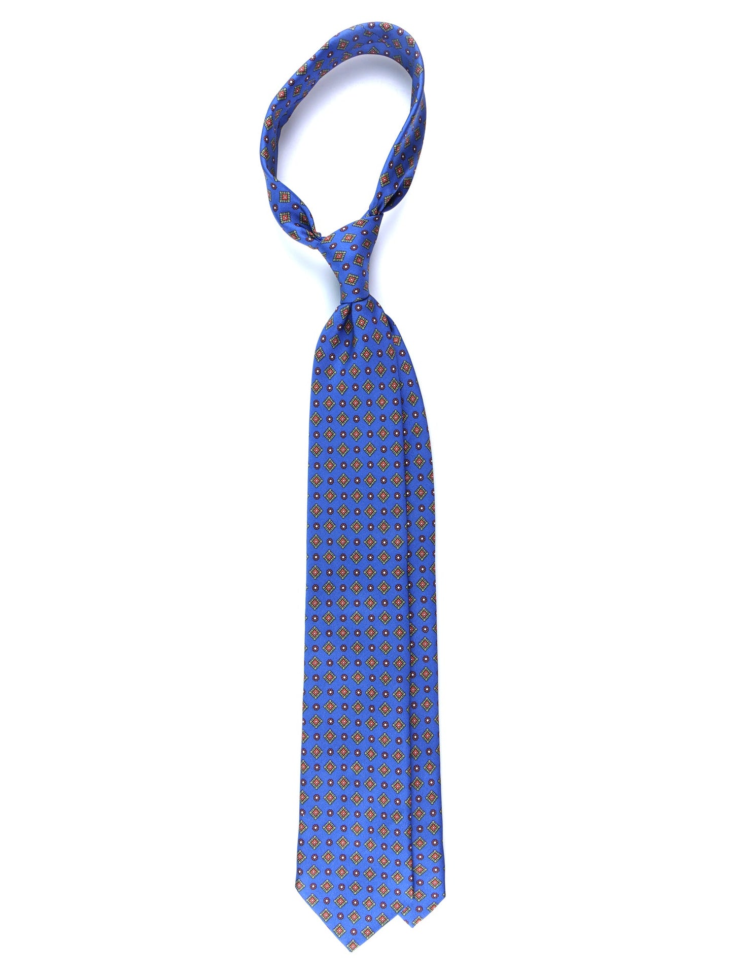 Light Blue 3 Folds MARGY Printed Silk Tie