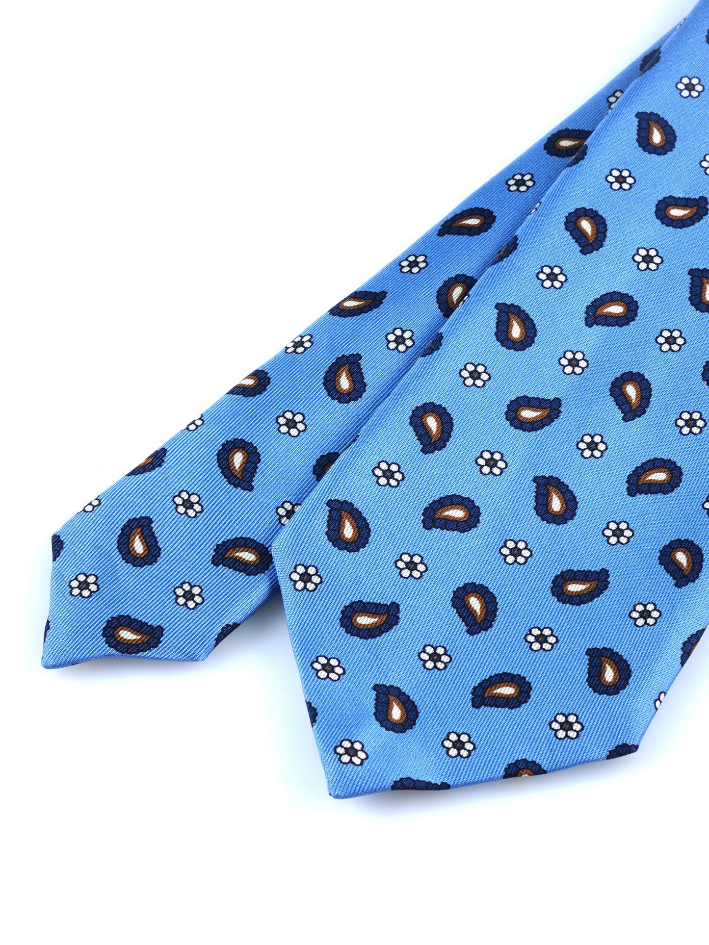 Light Blue 3 Folds TIE in Printed Silk