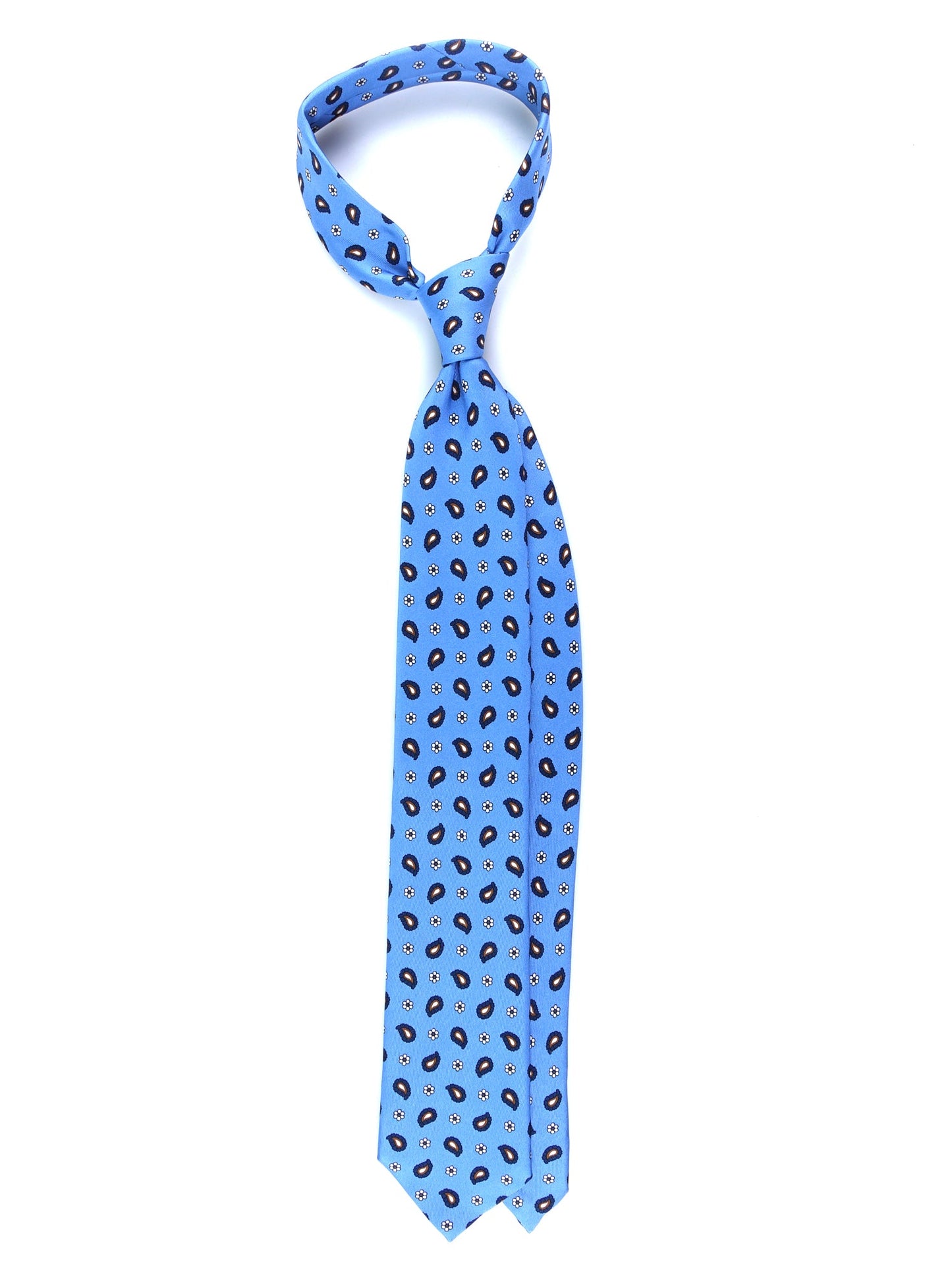 Light Blue 3 Folds TIE in Printed Silk