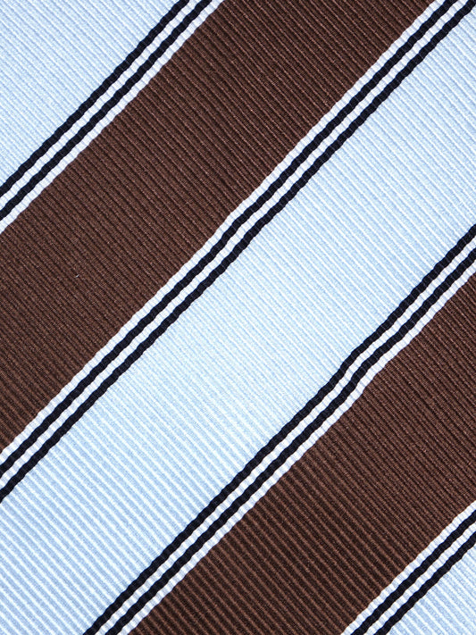 Brown/Light Blue 3 Folds NATIVA Silk Jacquard Tie