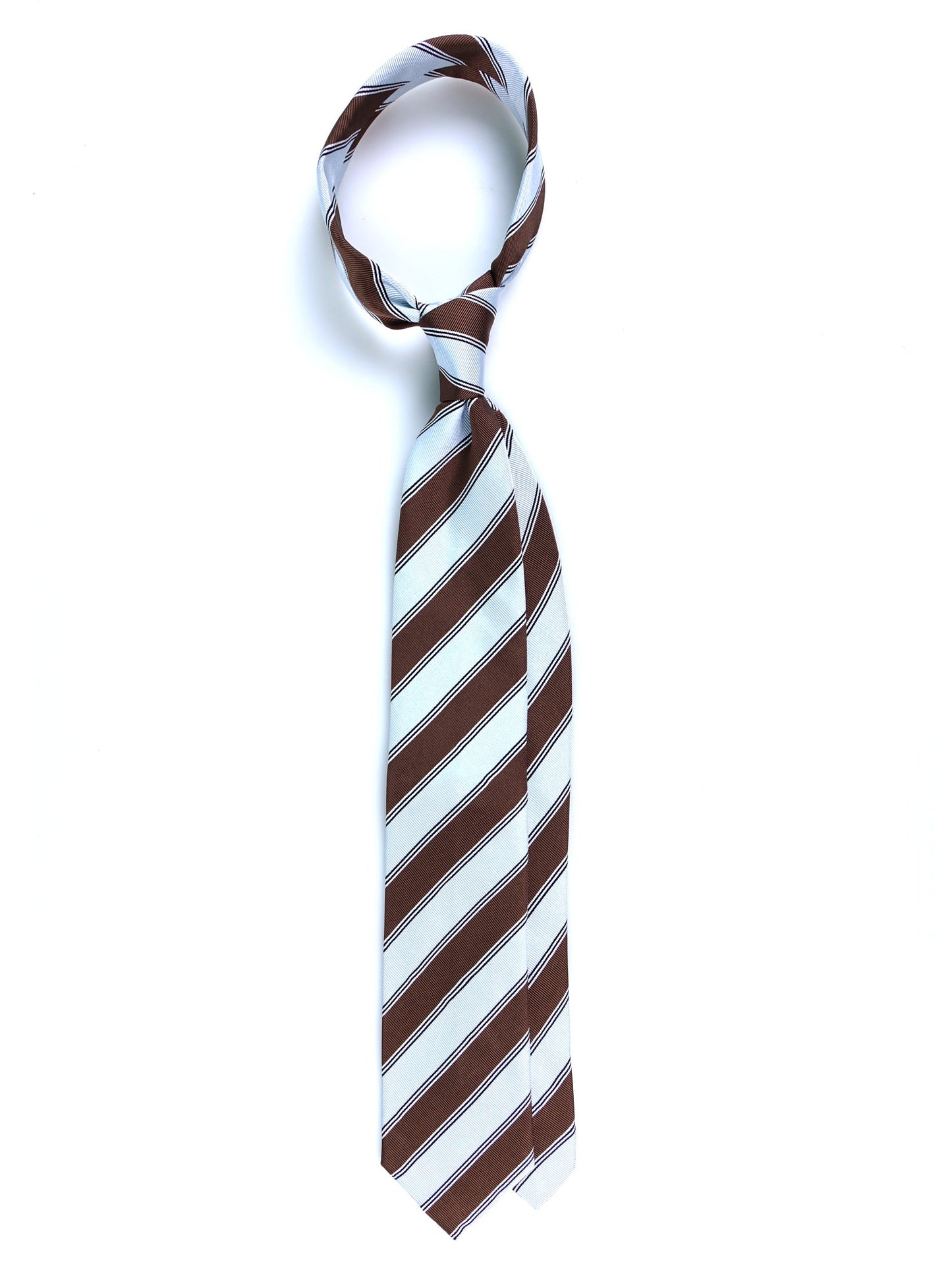 Brown/Light Blue 3 Folds NATIVA Silk Jacquard Tie