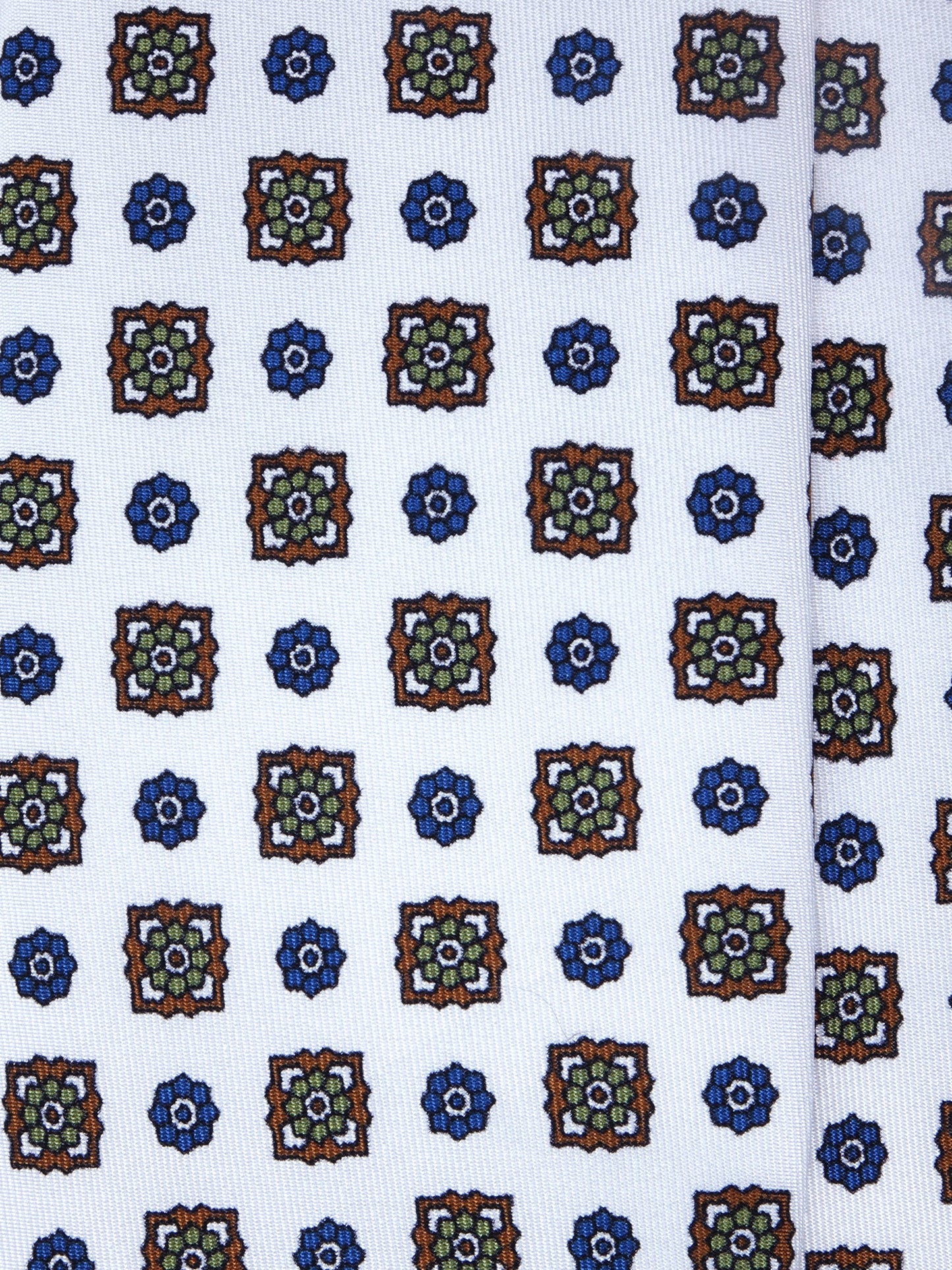 White 3 Fold GAIA Printed Silk Tie