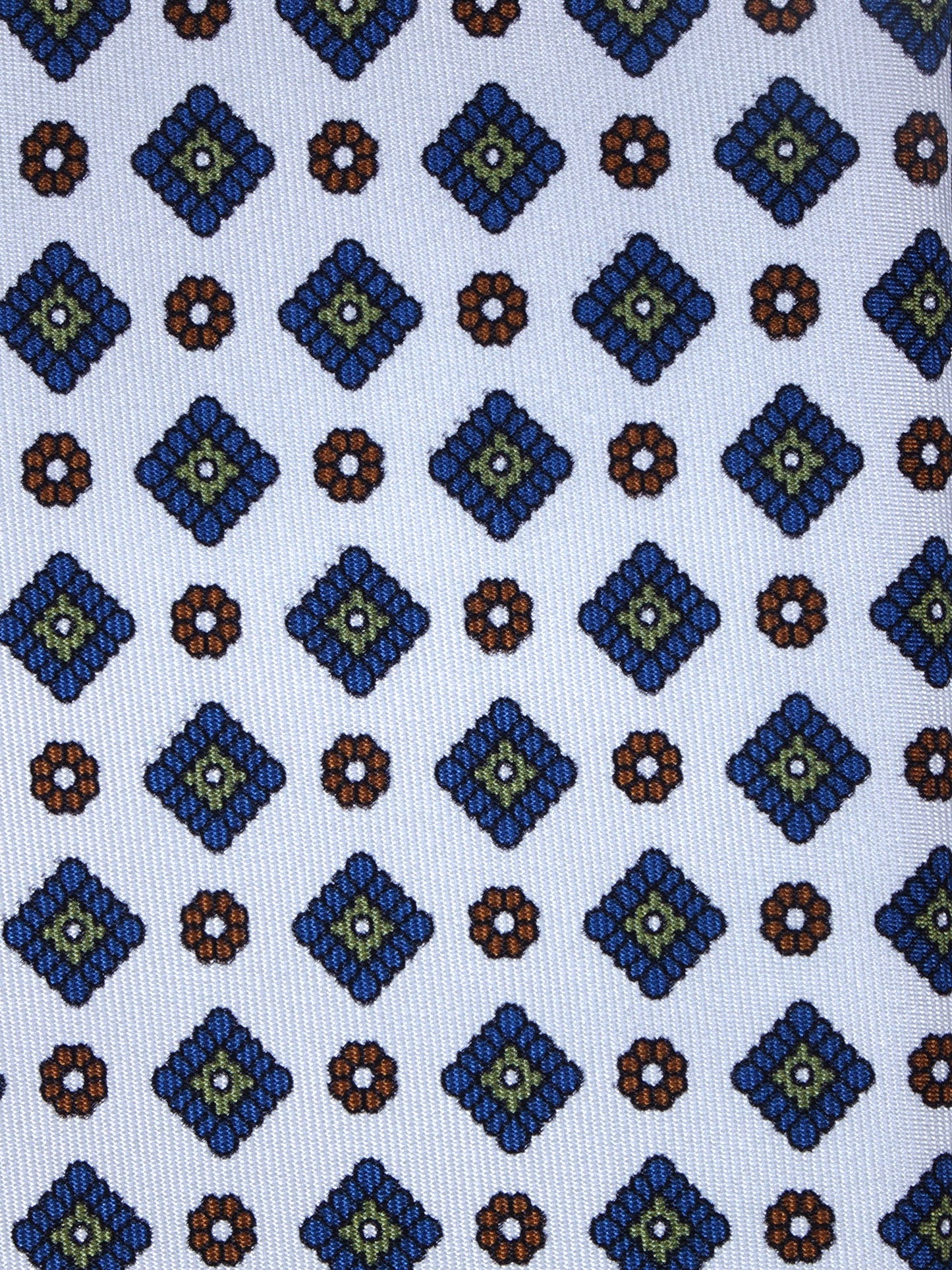 White 3-Fold MARGY Printed Silk Tie