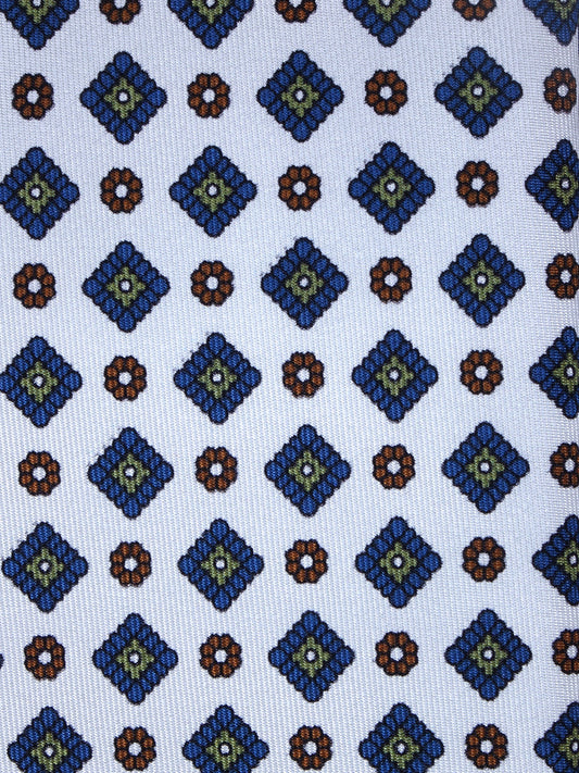 White 3 Folds MARGY Printed Silk Tie