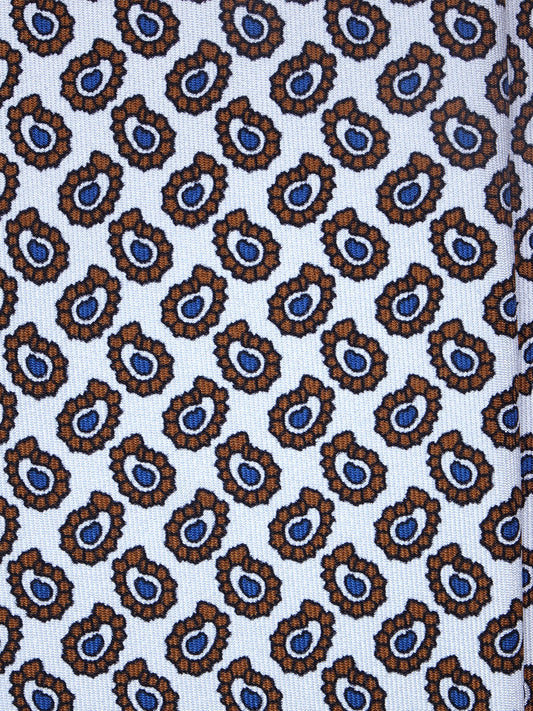 White 3 Folds BARDOT Printed Silk Tie