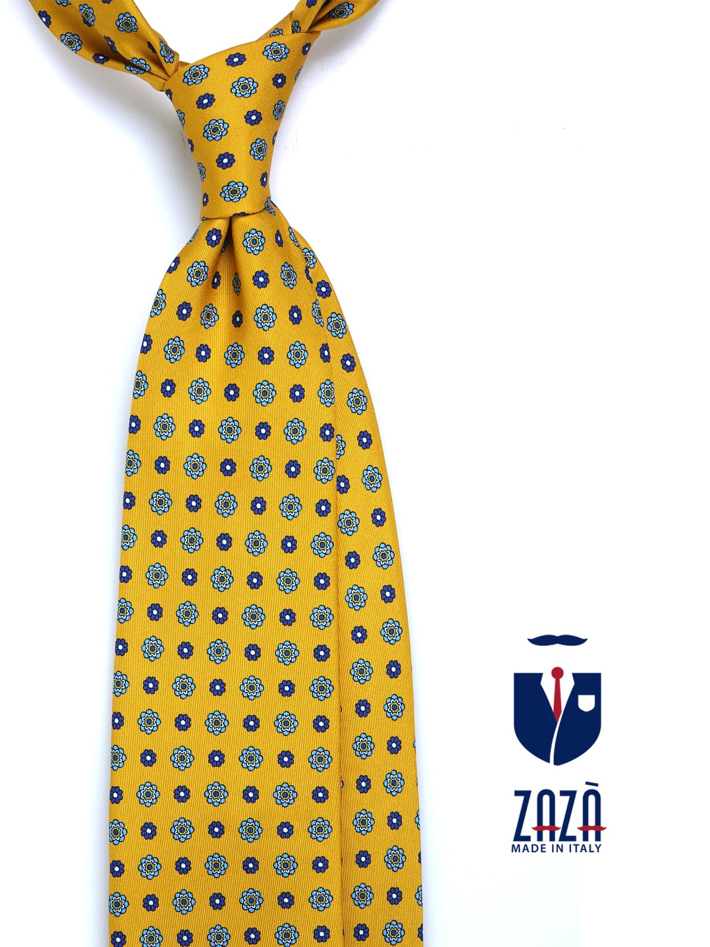 3 Fold yellow Printed Silk Tie SAMANTHA