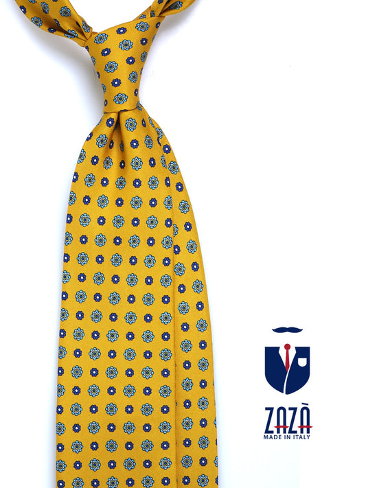 3 Fold yellow Printed Silk Tie SAMANTHA