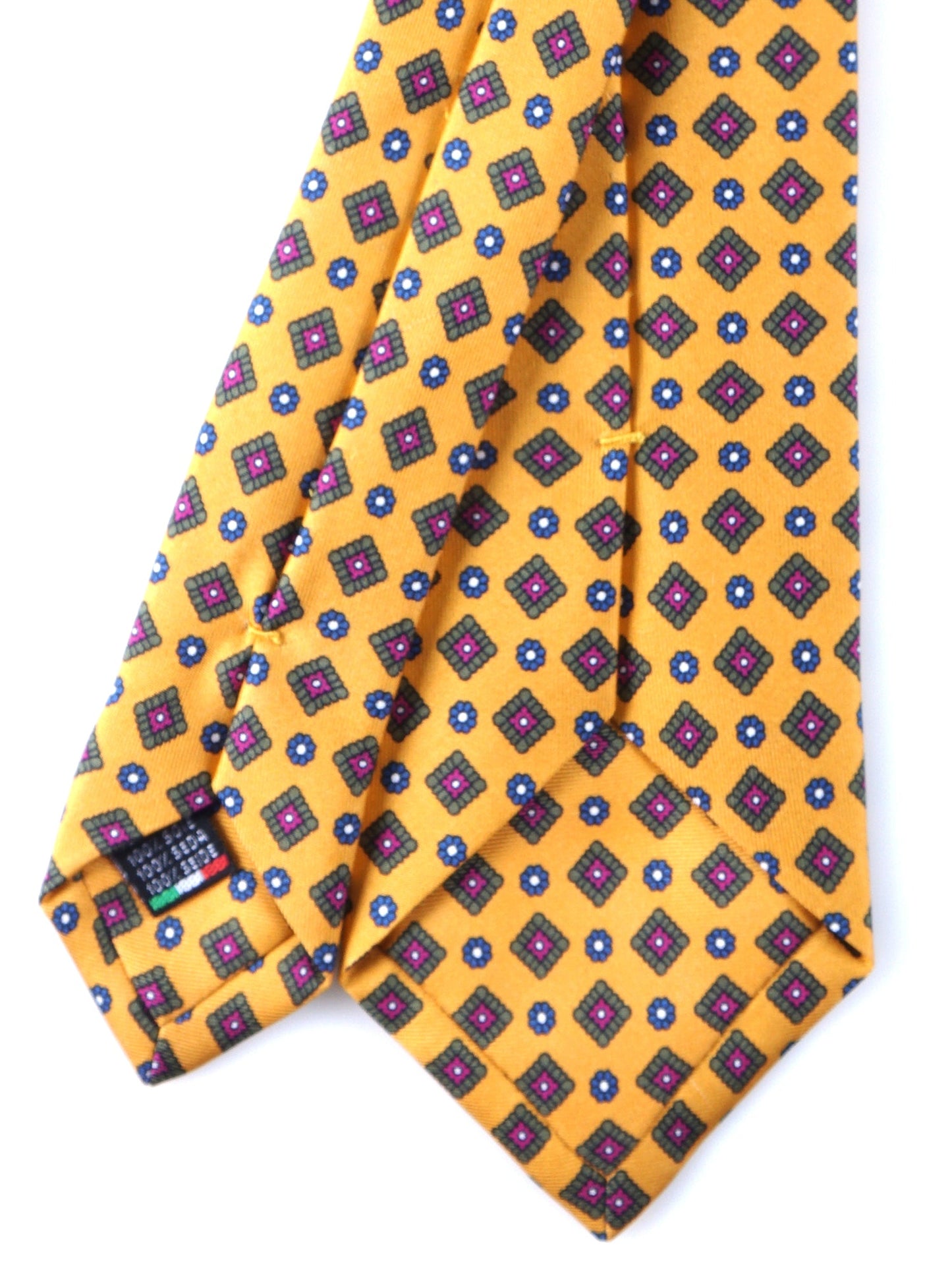 Yellow 3-Fold MARGY Printed Silk Tie