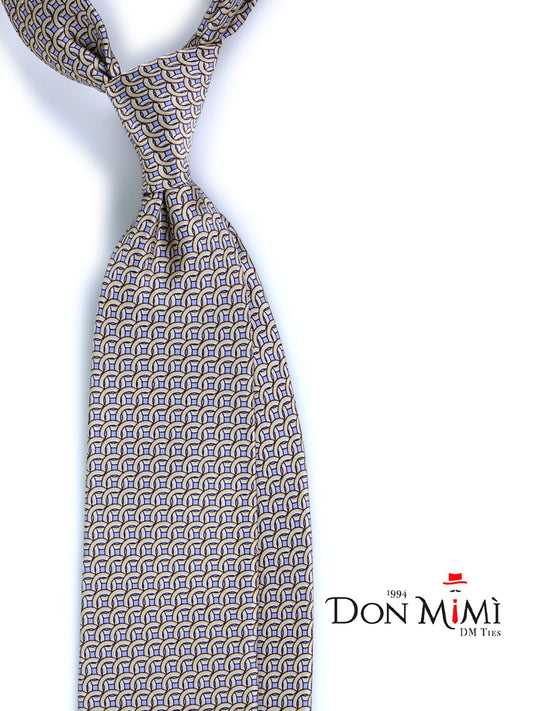 3 Fold beige CROSS Tie in Printed Satin Silk