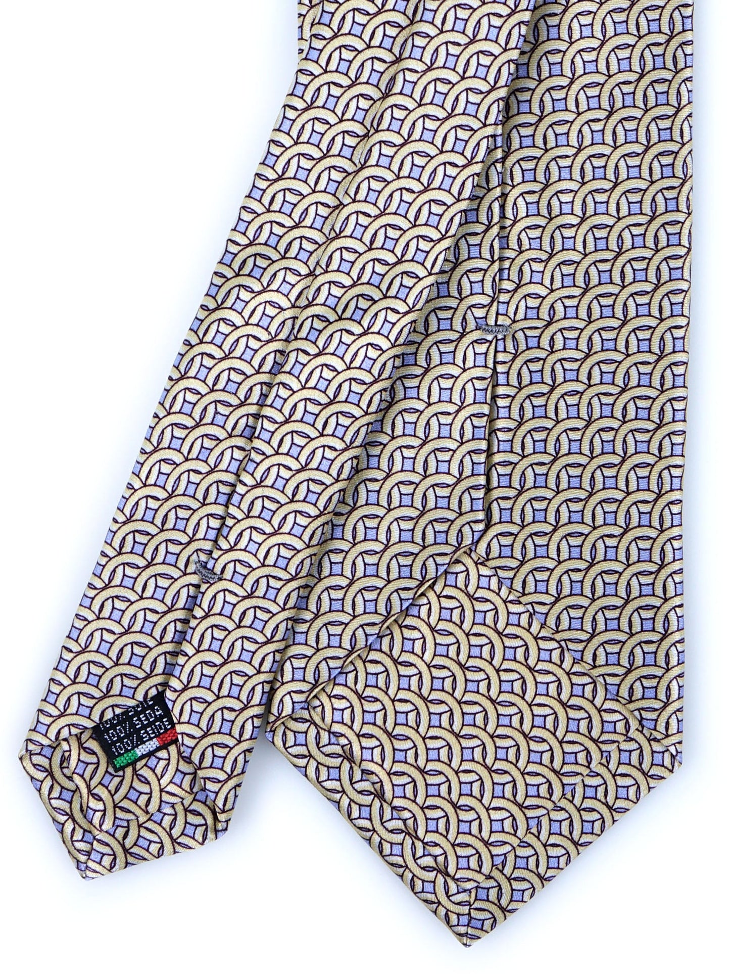 3 Fold beige CROSS Tie in Printed Satin Silk