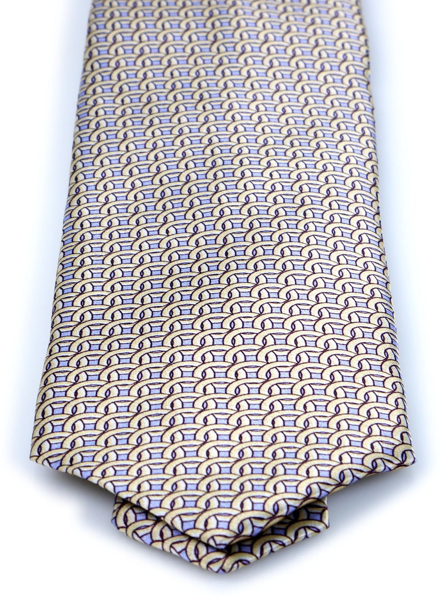 3 Fold beige CROSS Tie in Printed Satin Silk