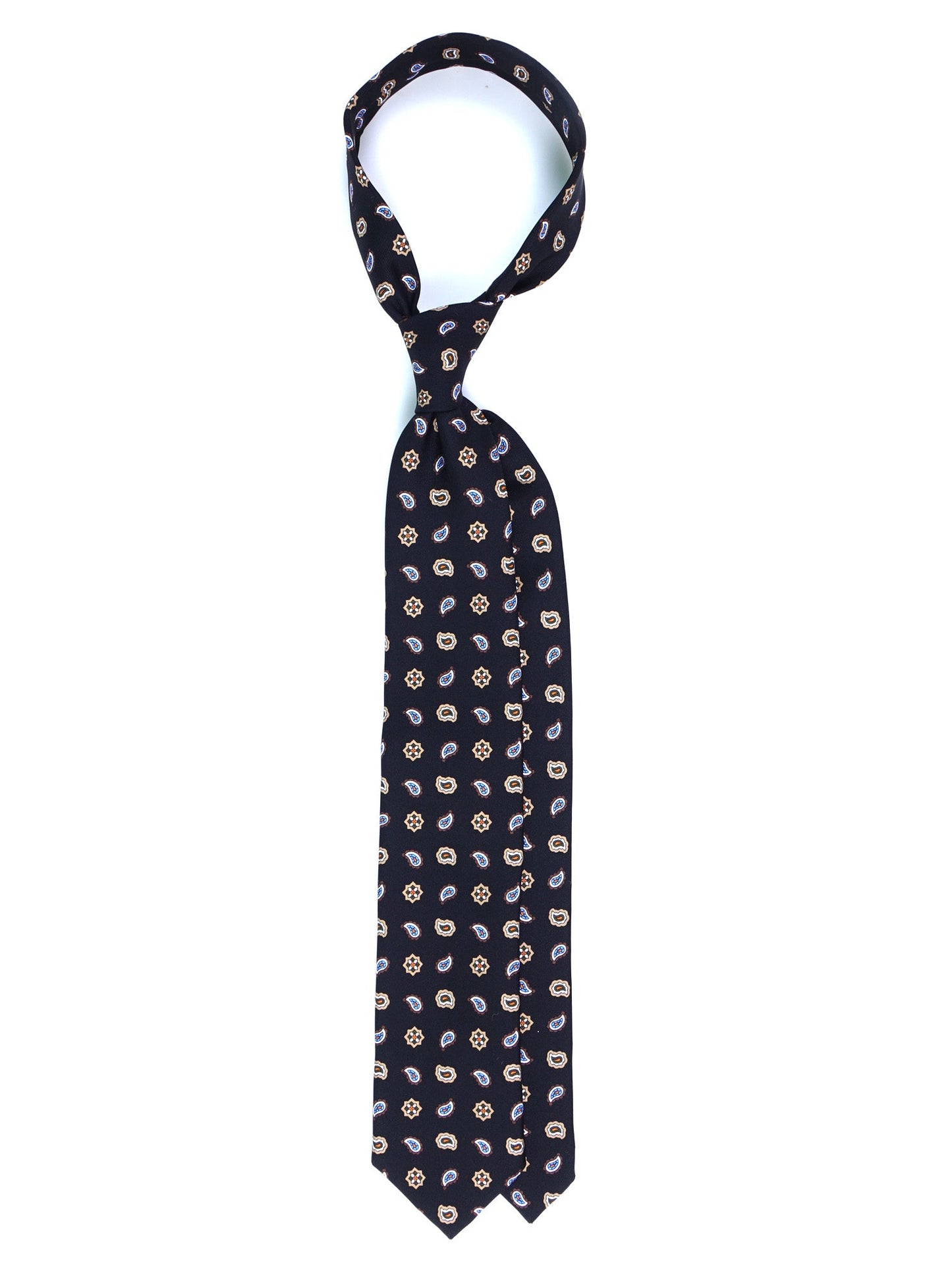 Black Tie 3 Folds NIKKY in Printed English Silk