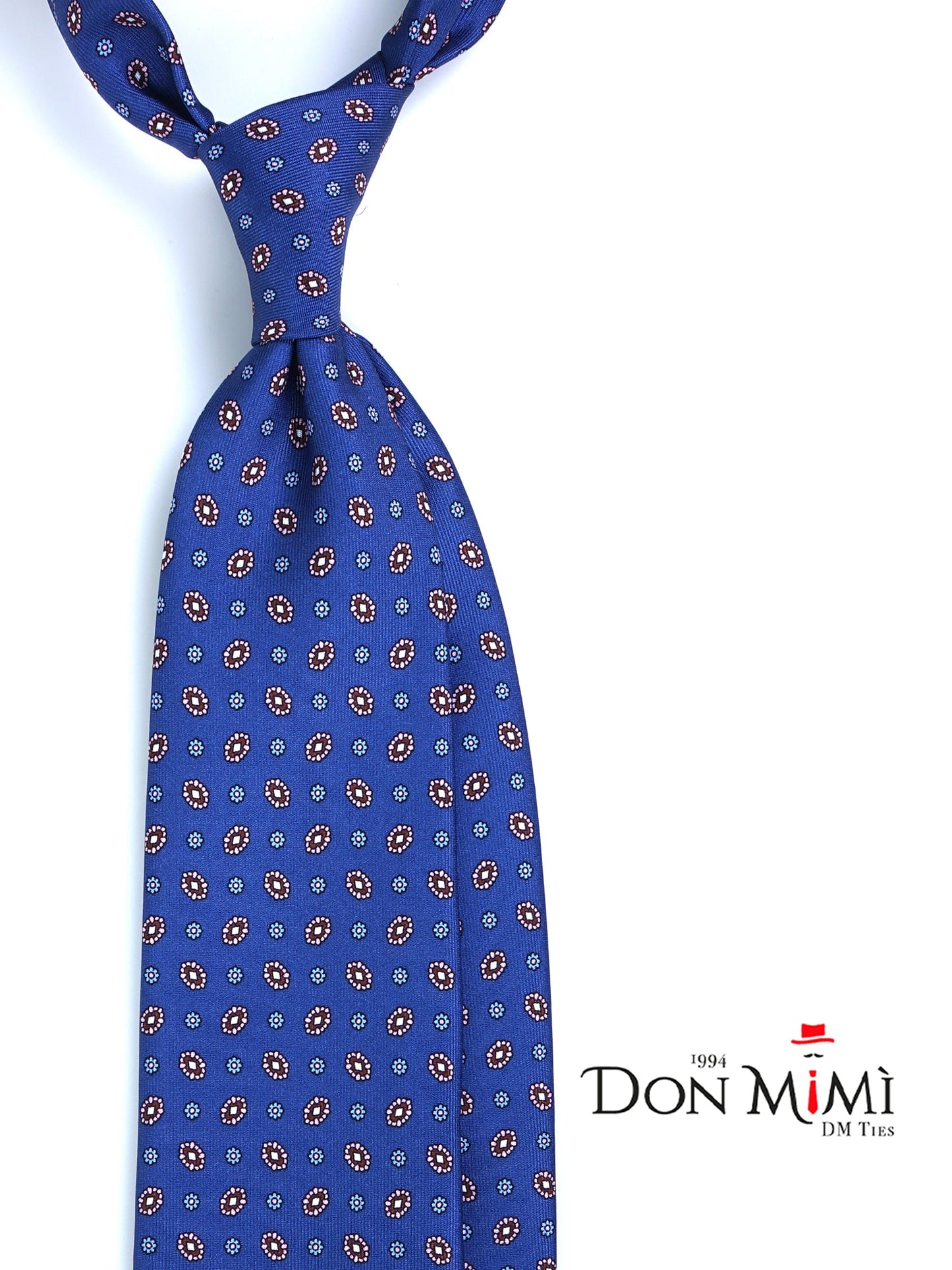 Blue 3 Fold tie NADA in Printed Printed Silk
